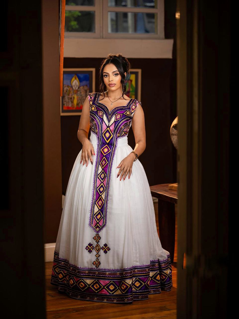 COLORFUL TRADITIONAL ETHIOPIAN WEDDING DRESS | HABESHA KEMIS STYLE