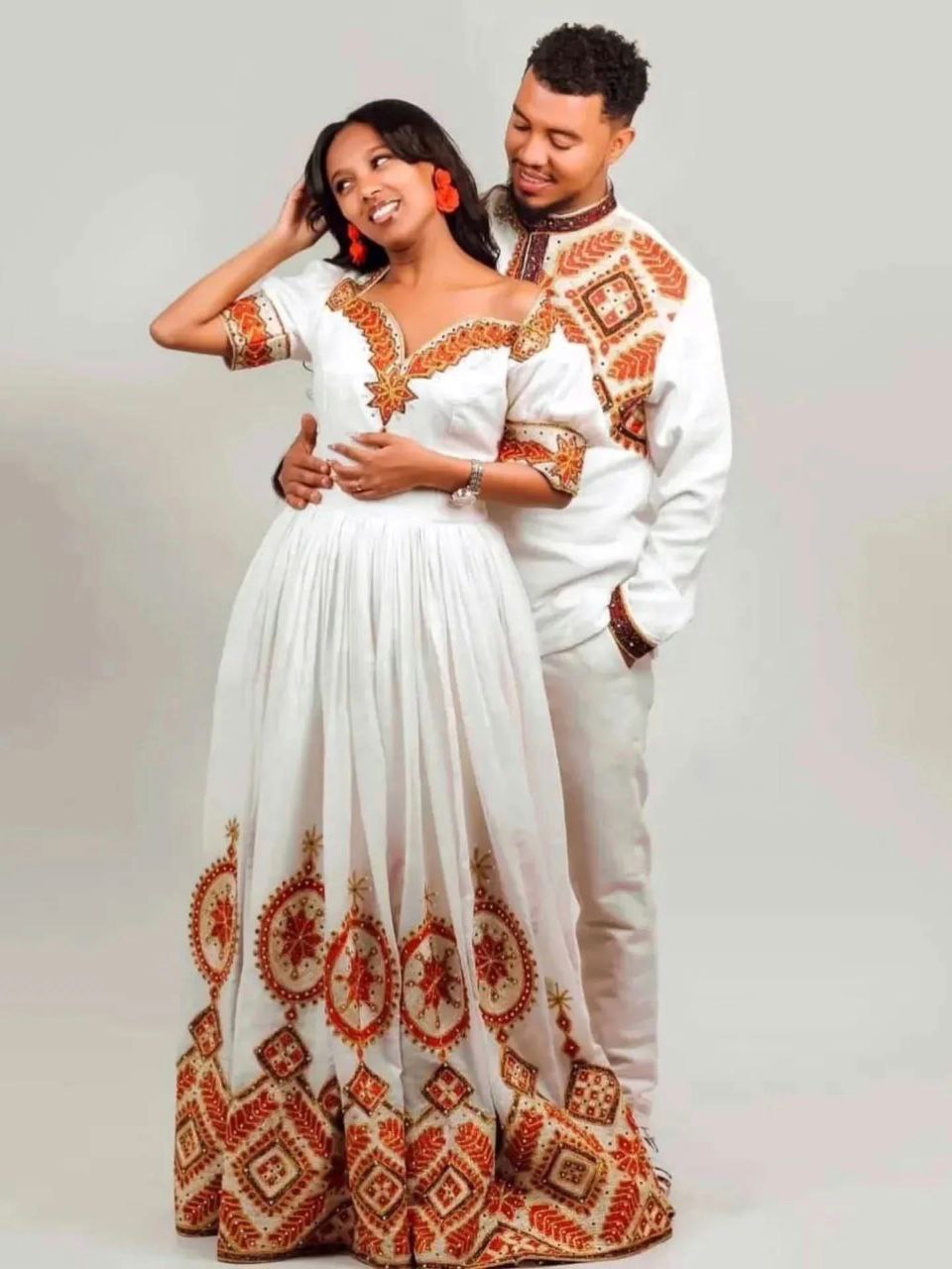 Matching Ethiopian Cultural Couple Outfit 