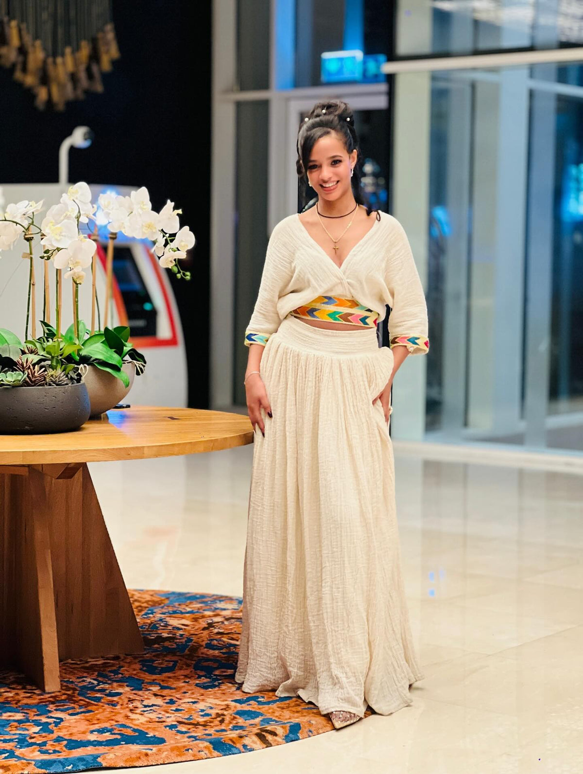 BITSAT VIBRANT EMBROIDERY ETHIOPIAN DRESS | HABESHA KEMIS FOR FESTIVE | HANDWOVEN HABESHA DRESS