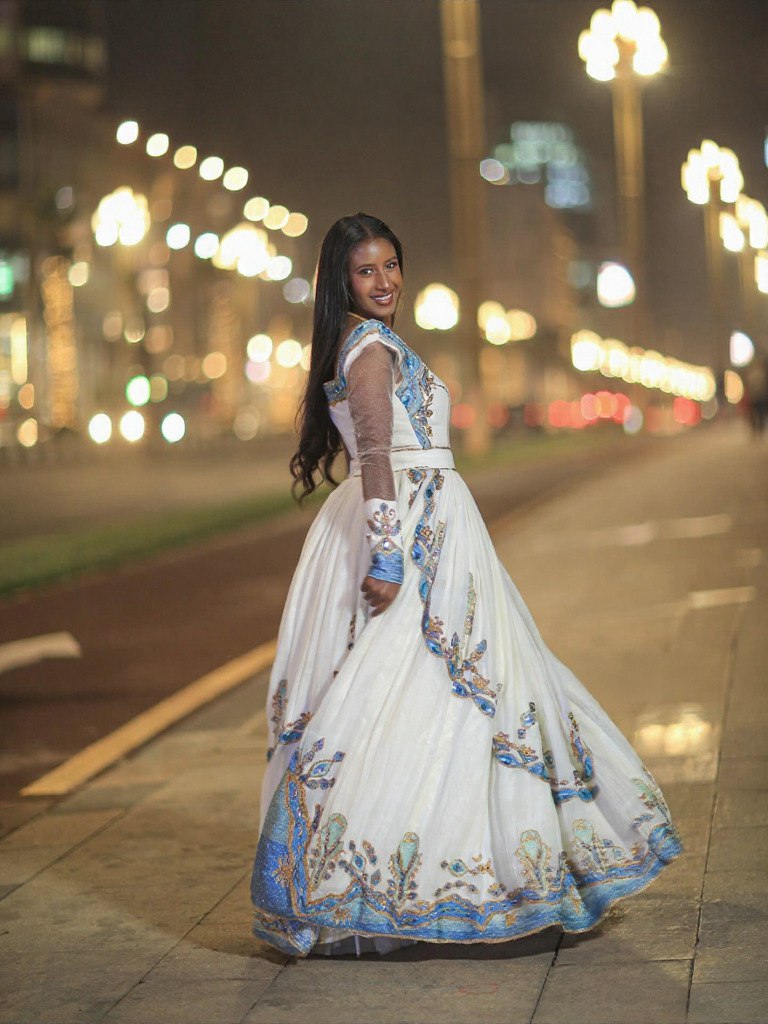 SITOTA TURQUOISE HABESHA DRESS | ETHIOPIAN TRADITIONAL DRESS FOR WOMEN | FESTIVE HABESHA KEMIS