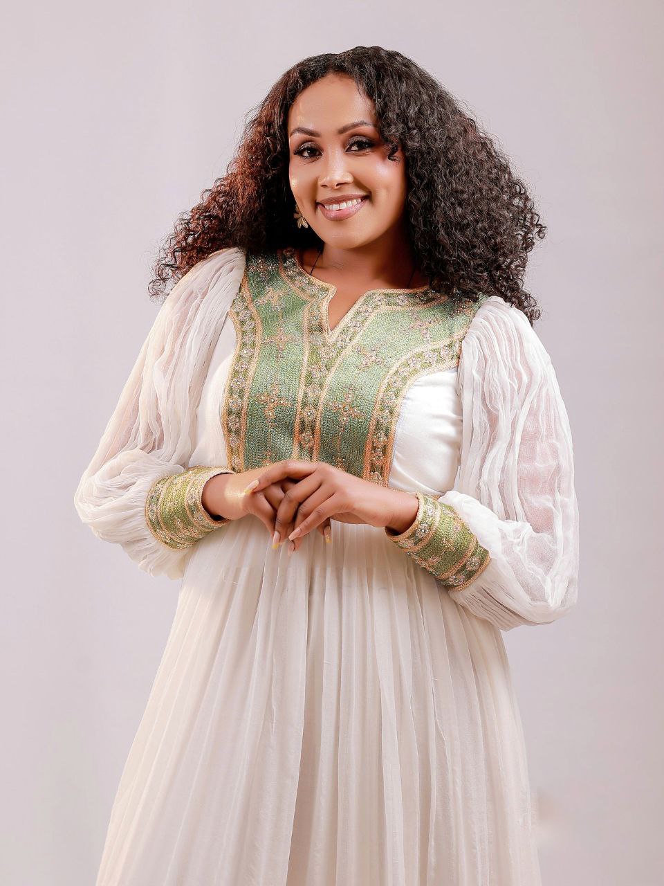 GENZEB TRADITIONAL ETHIOPIAN WEDDING DRESS | CLASSIC HABESHA KEMIS STYLE | BEAUTIFUL HABESHA DRESS