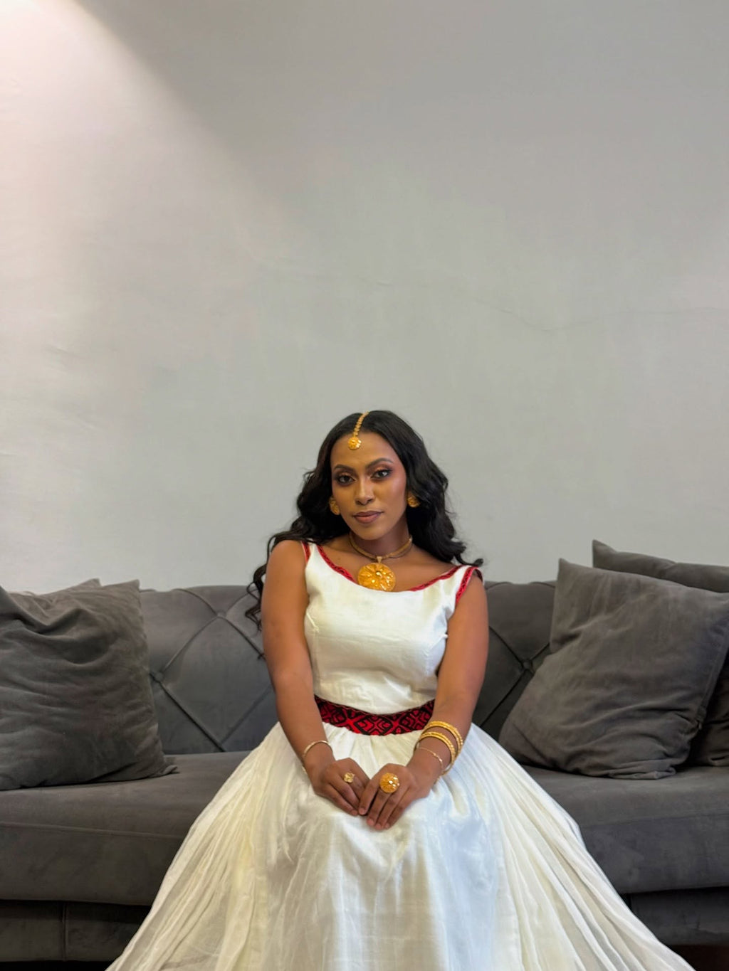 FIRDOS ERITREAN DRESS | RED PATTERN HABESHA KEMIS | FESTIVE HABESHA DRESS