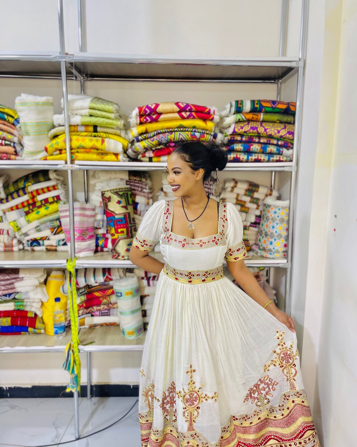 FILO CROSS PATTERN HABESHA DRESS | ETHIOPIAN TRADITIONAL CLOTHING | HABESHA KEMIS FOR EVENT
