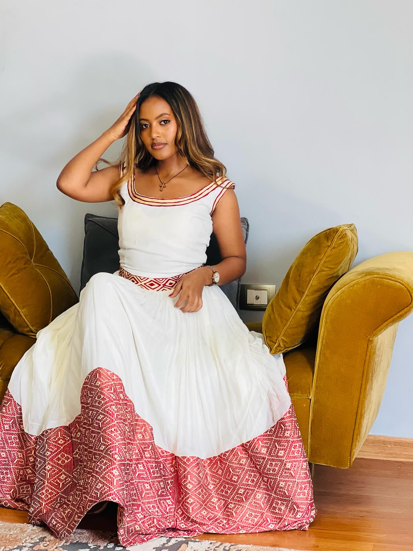 SINAFKSH HABESHA KEMIS | ETHIOPIAN TRADITIONAL DRESS | HABESHA DRESS WITH STYLISH PATTERN