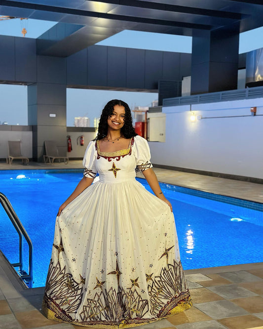 PUFF SLEEVE ETHIOPIAN TRADITIONAL DRESS | HABESHA TRADITIONAL DRESS