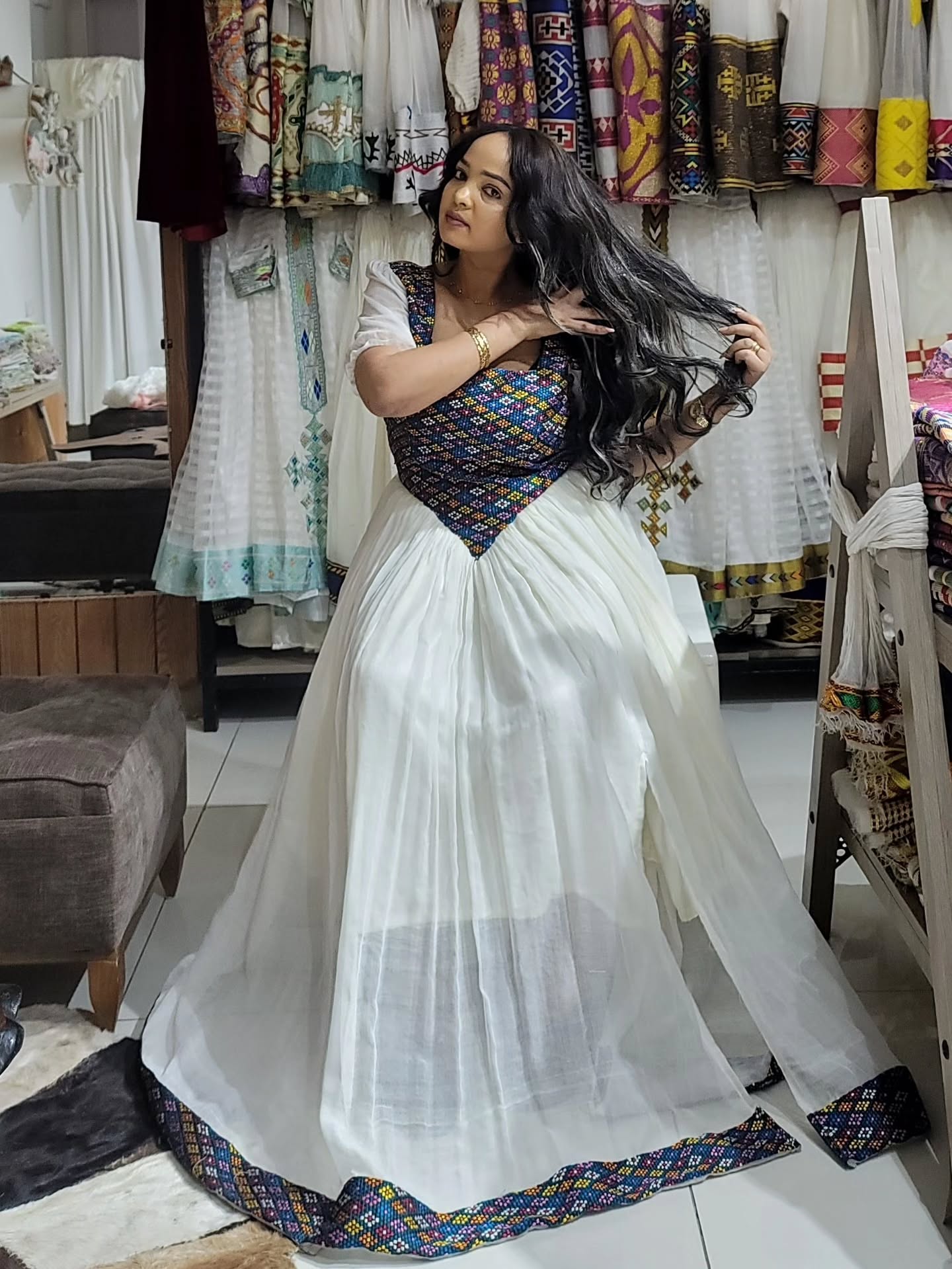 EJIGAYEW TRADITIONAL ETHIOPIAN DRESS | HABESHA DRESS & ETHIOPIAN TRADITIONAL CLOTHING | SHORT SLEEVE HABESHA KEMIS