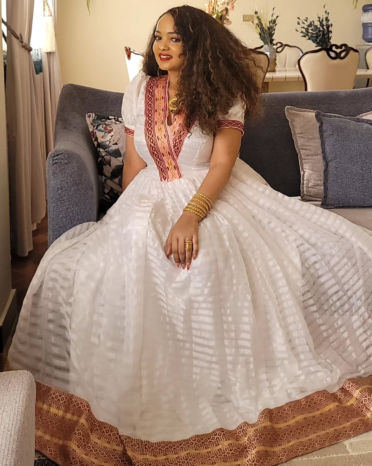 NANI VIBRANT HABESHA KEMIS | TRADITIONAL ETHIOPIAN DRESS | HABESHA DRESS INSPIRED BY HABESHA CLOTH