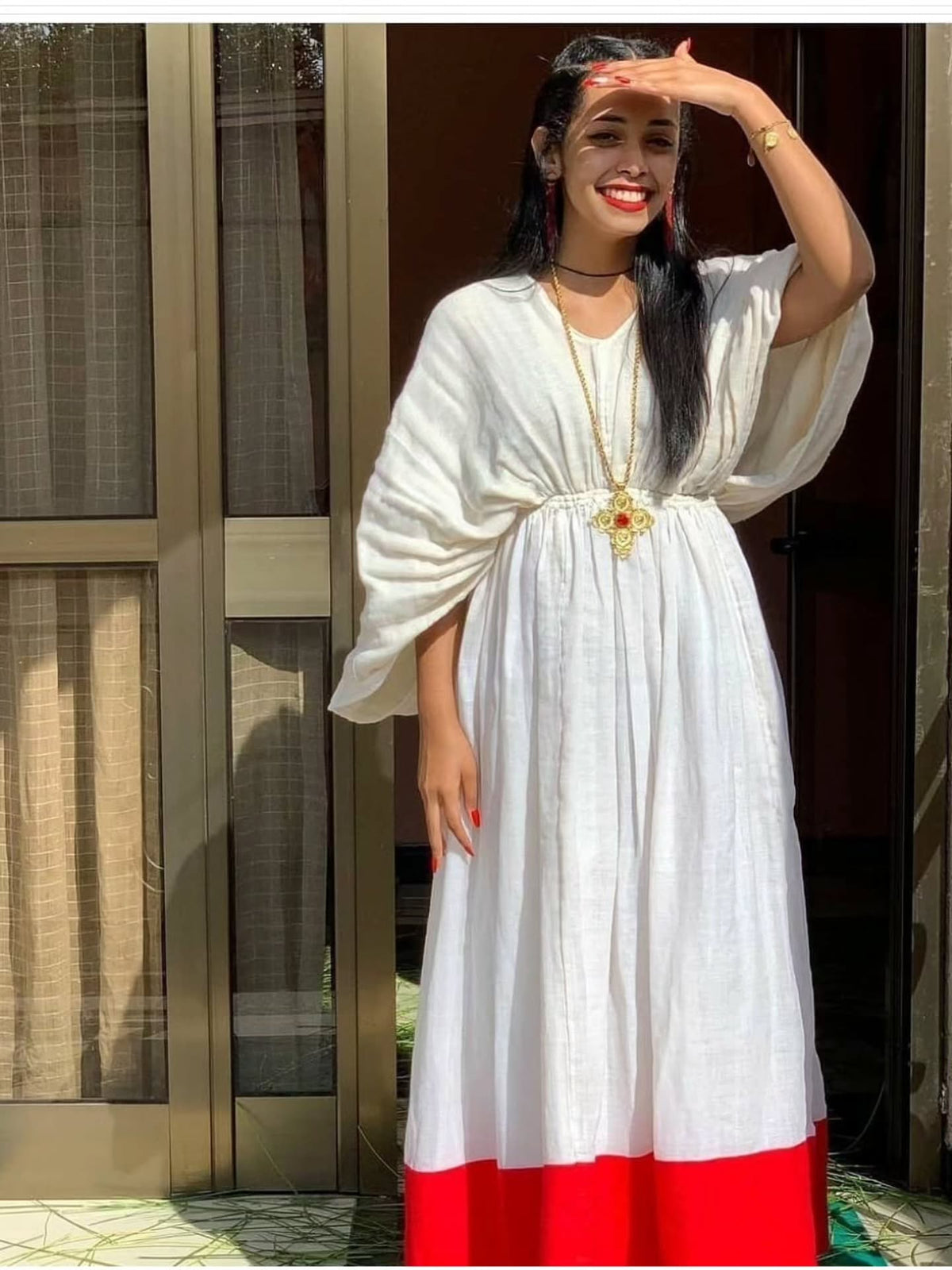 MINTAMIR GRACEFUL HABESHA DRESS | STUNNING TRADITIONAL ETHIOPIAN DRESS DESIGN | RED PATTERN HABESHA KEMIS