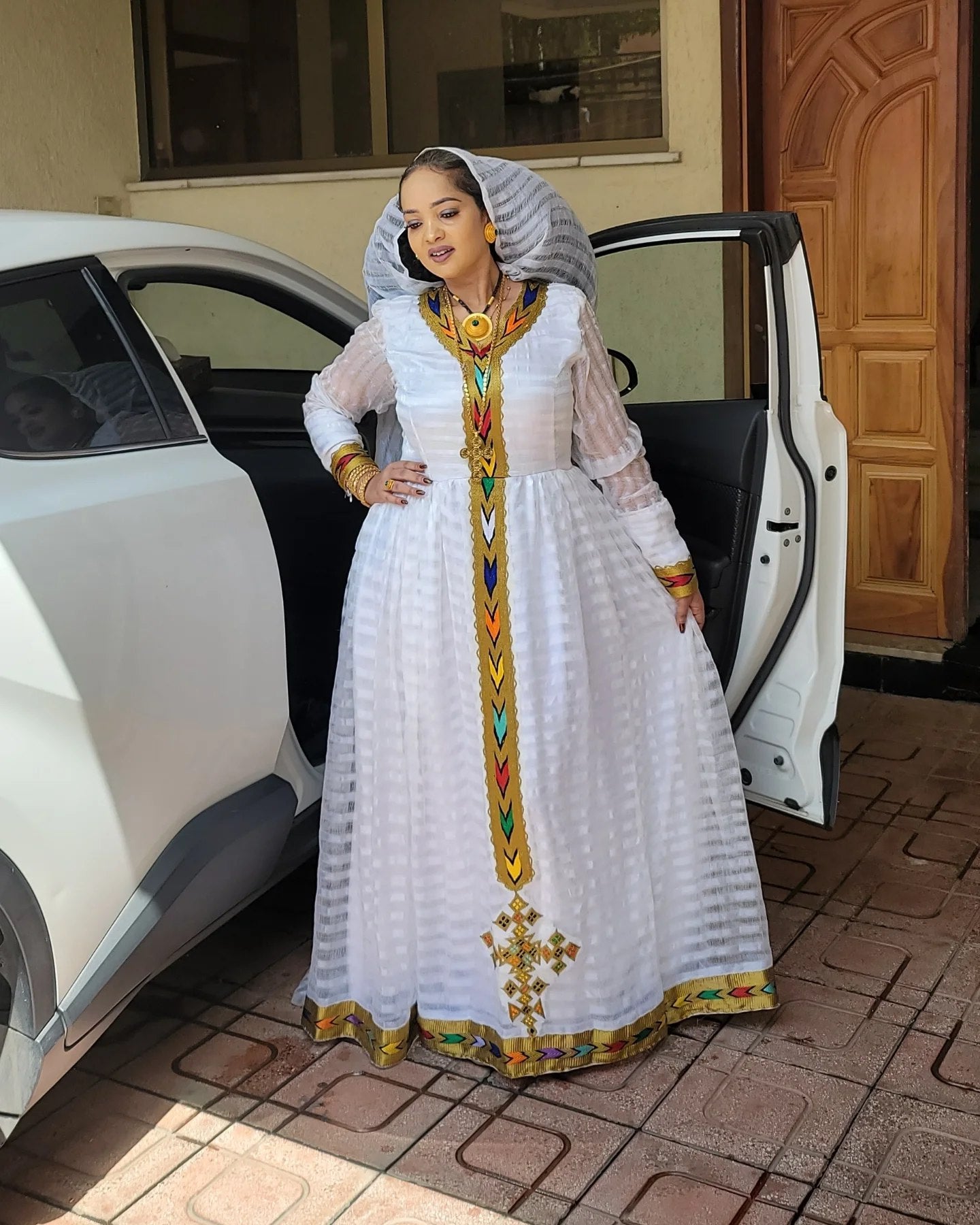 SEGEN MULTICOLOR EMBROIDERY HABESHA DRESS | ETHIOPIAN DRESS | TRADITIONAL HABESHA KEMIS