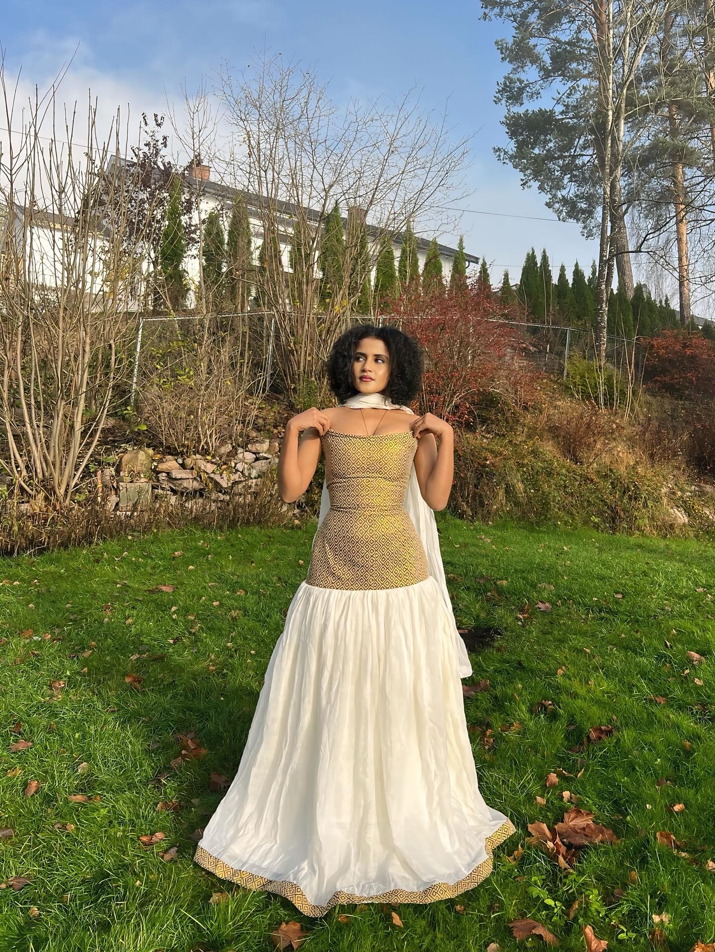 TIMNET REGAL ETHIOPIAN CLOTHING | HANDCRAFTED HABESHA DRESS | VIBRANT HABESHA KEMIS