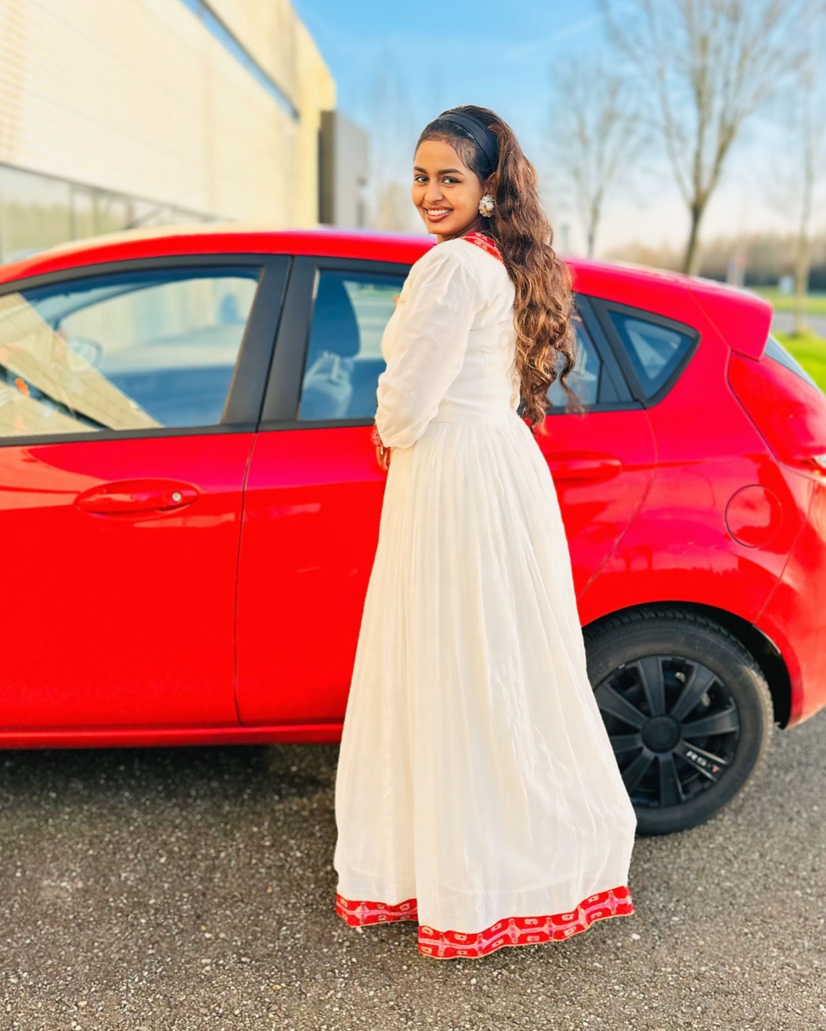 FANTA RADIANT RED EMBROIDERED HABESHA KEMIS | ETHIOPIAN CLOTHING | HABESHA DRESS FOR EVENTS