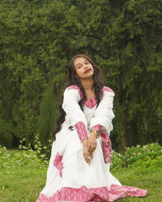 BUY RED/PINK ETHIOPIAN DRESS & HABESHA KEMIS | ETHIOPIAN CLOTHING