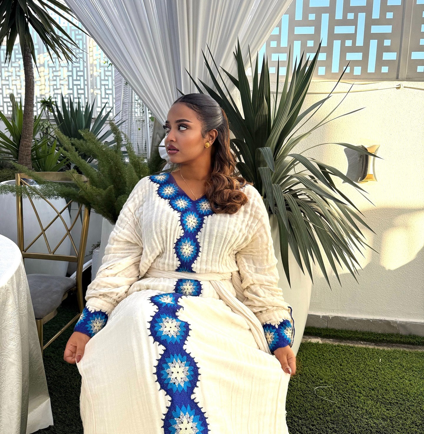 DIBABE MAJESTIC HABESHA KEMIS | ROYAL BLUE TILET HABESHA DRESS | ETHIOPIAN DRESS