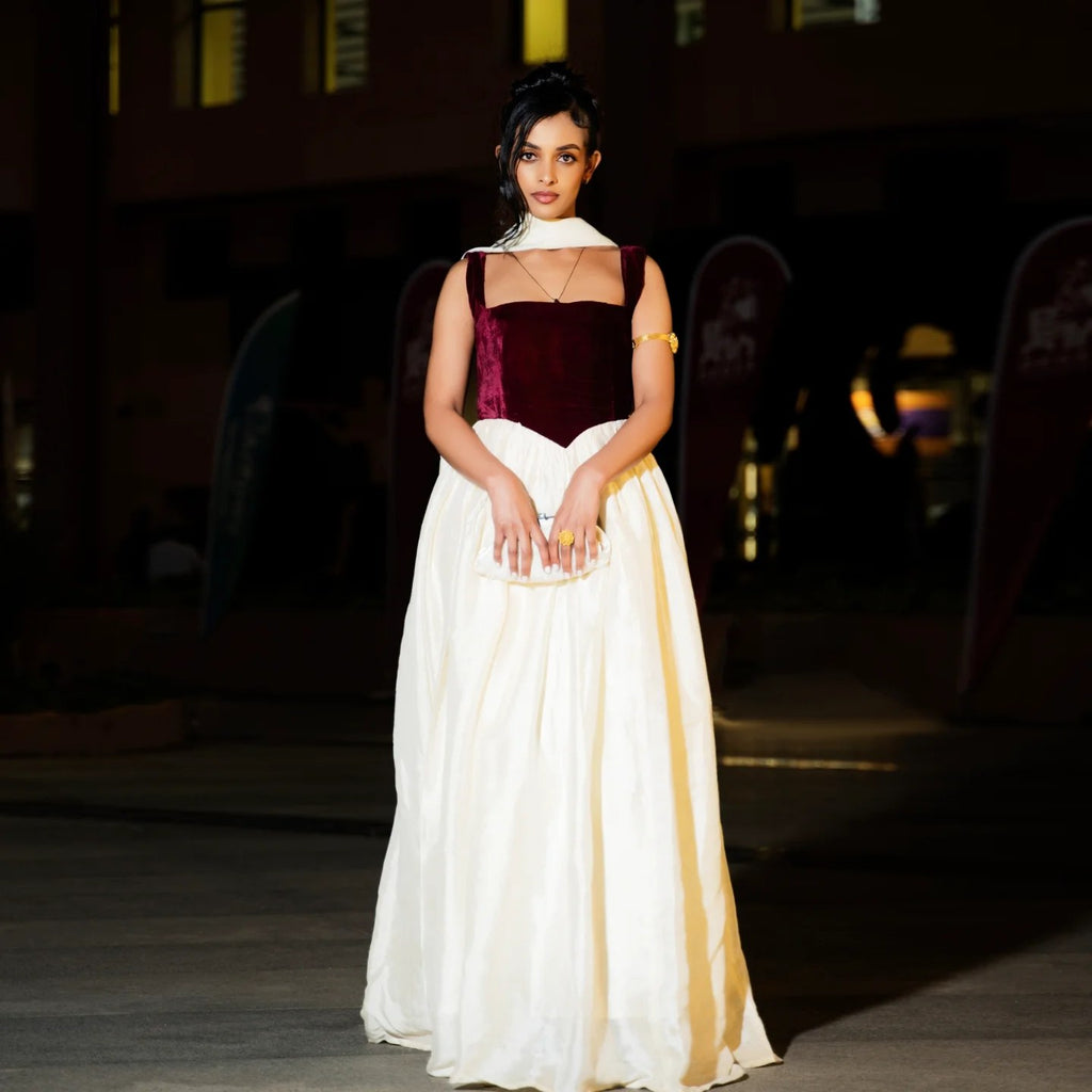 AYNE SLEEVELESS HABESHA DRESS | UNIQUE HABESHA KEMIS | ETHIOPIAN TRADITIONAL DRESS