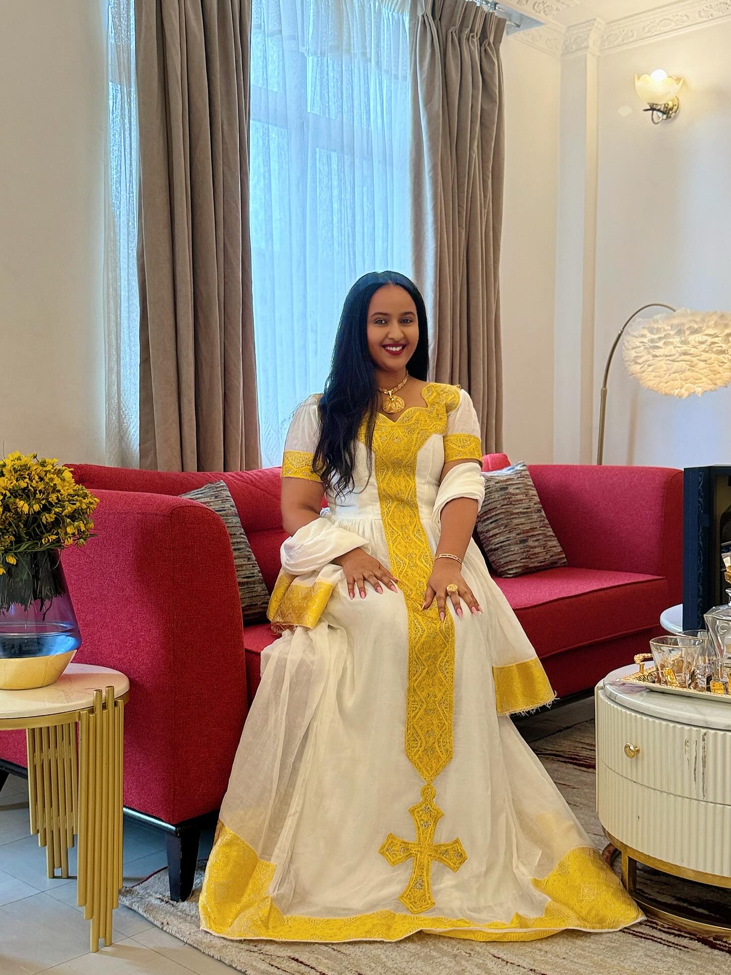 AMARECH ETHIOPIAN TRADITIONAL DRESS | VIBRANT HABESHA KEMIS | CLASSIC HABESHA DRESS