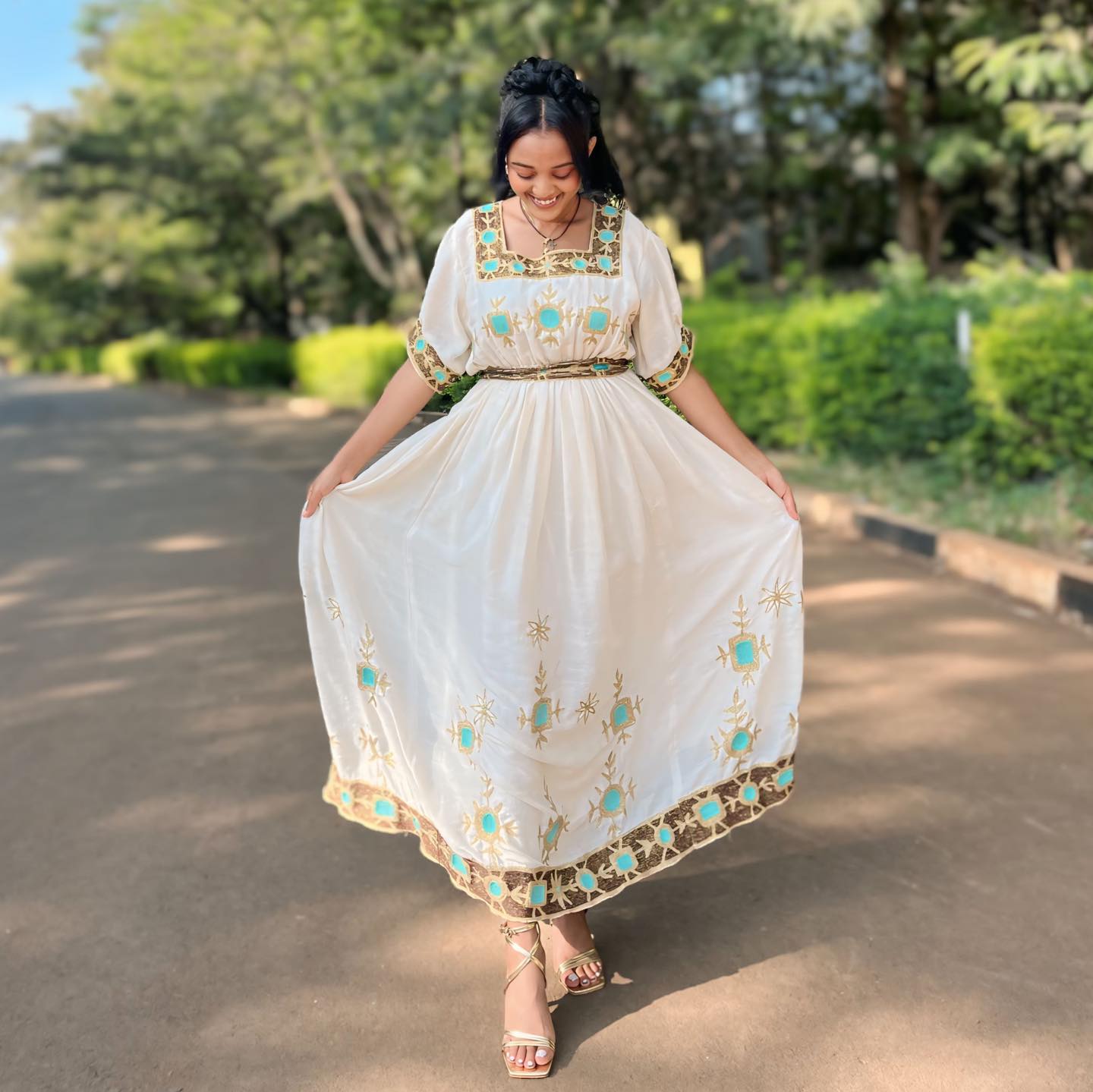 HABESHA DRESS SHORT SLEEVE DESIGN ROOTED IN ETHIOPIAN TRADITIONAL DRESS