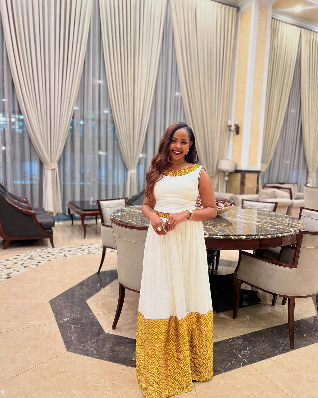 SARONIA CULTURAL ELEGANCE HABESHA KEMIS WITH GOLD DETAILING | CLASSIC HABESHA DRESS STYLE | TRADITIONAL CULTURAL WEAR