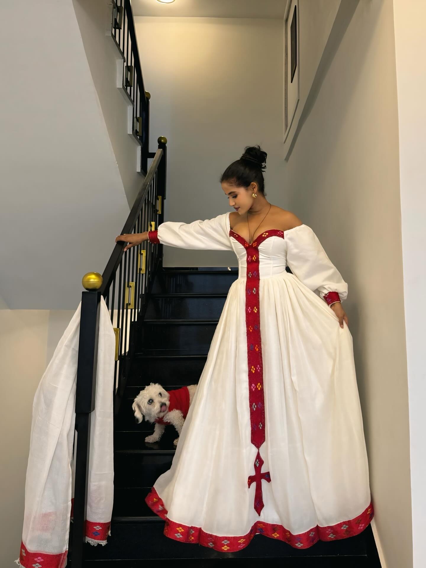 ZEBIDER OFF SHOULDER HABESHA DRESS | ETHIOPIAN DRESS COLLECTION | CROSS PATTERN HABESHA KEMIS