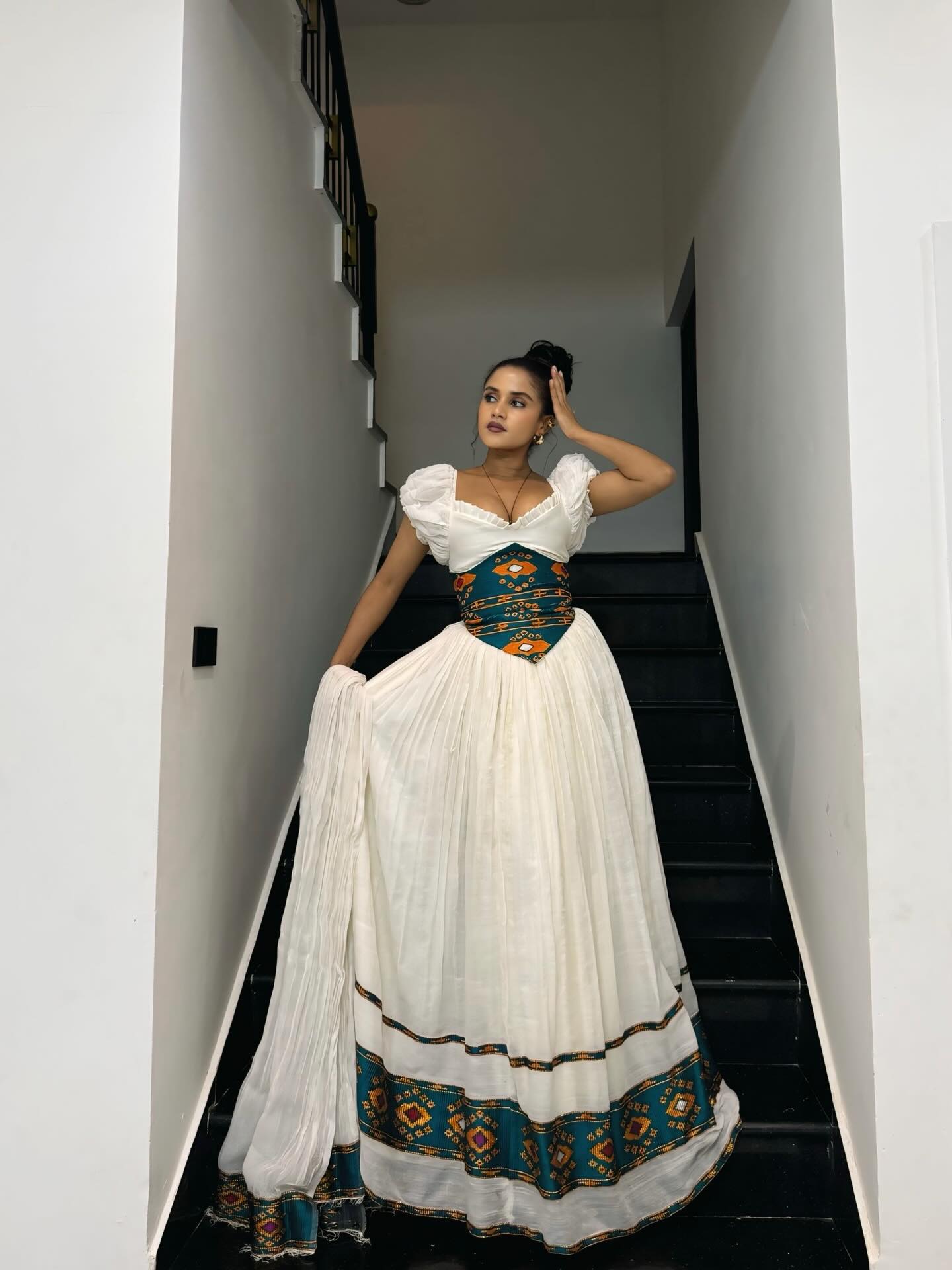 MIRA PUFF SLEEVE HABESHA KEMIS | BEAUTIFUL DESIGN HABESHA DRESS | STYLISH ETHIOPIAN CLOTHING