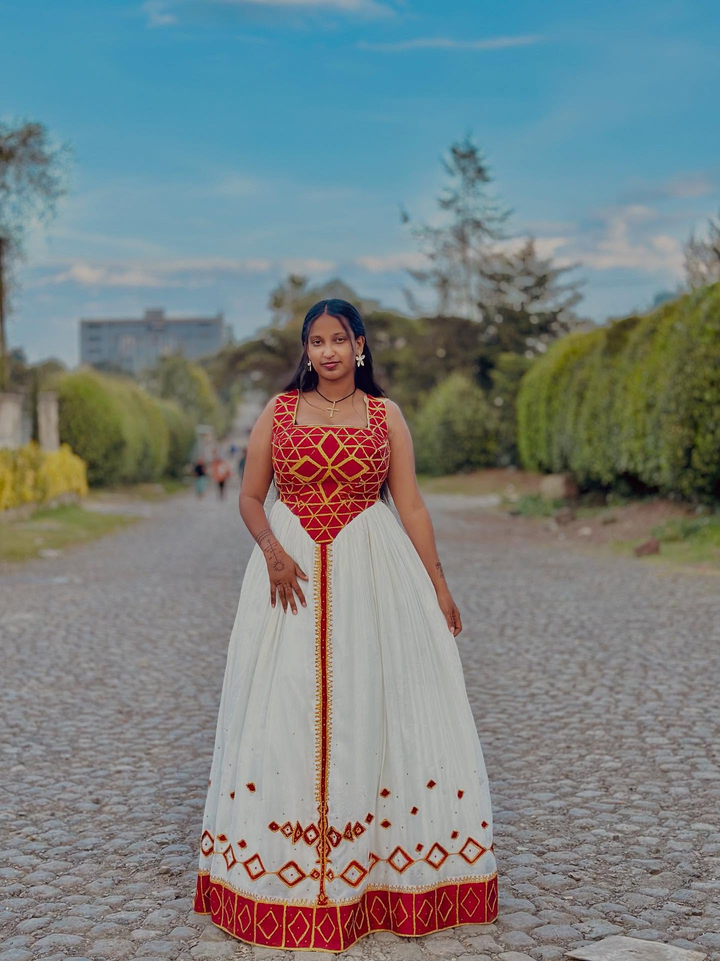 ADINA TRADITIONAL ETHIOPIAN WEDDING DRESS | VIBRANT EMBROIDERY HABESHA DRESS | HABESHA KEMIS FOR WEDDING