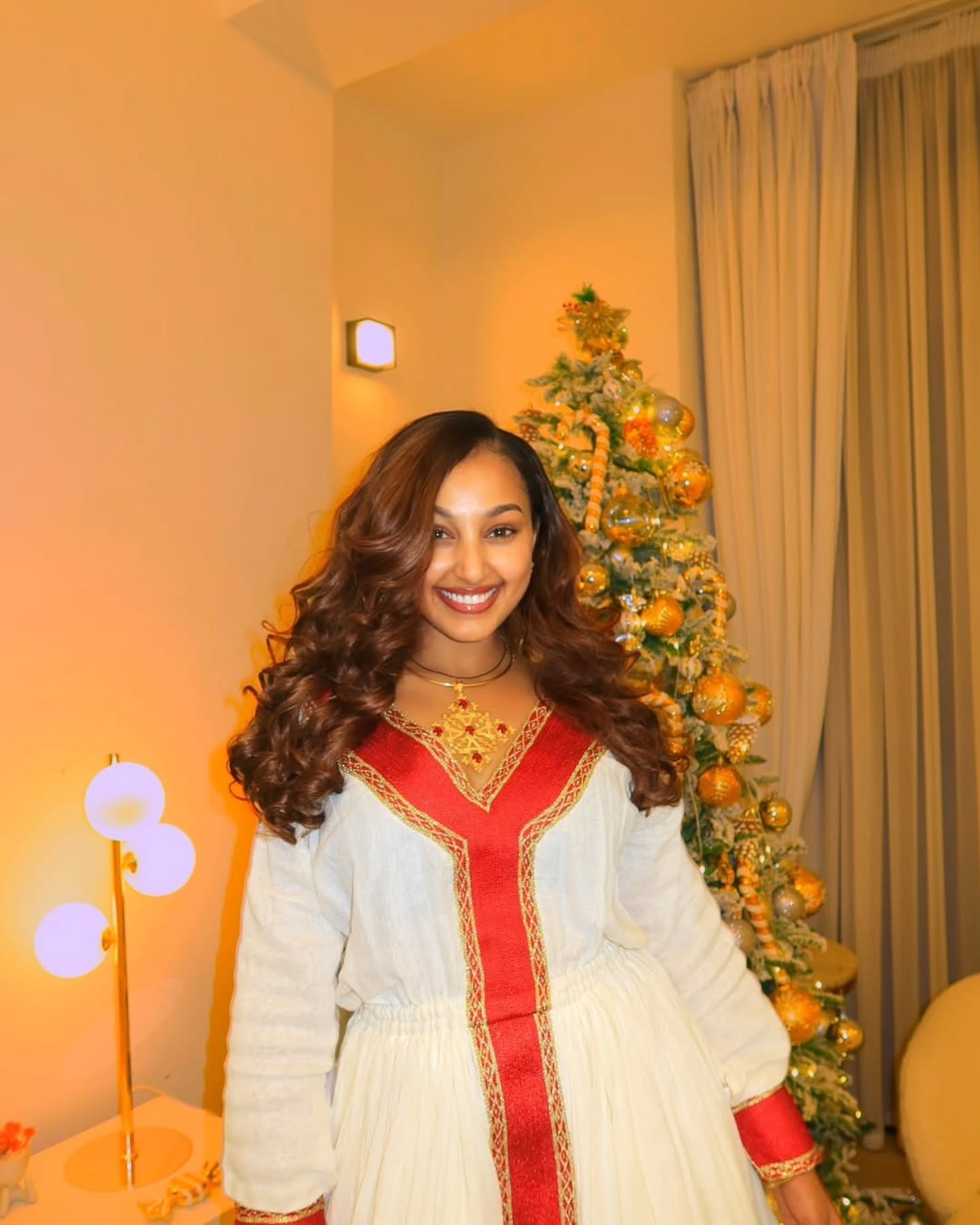AYEL LONG SLEEVE HABESHA DRESS | RED WOVEN DETAIL HABESHA KEMIS | ETHIOPIAN DRESS ART