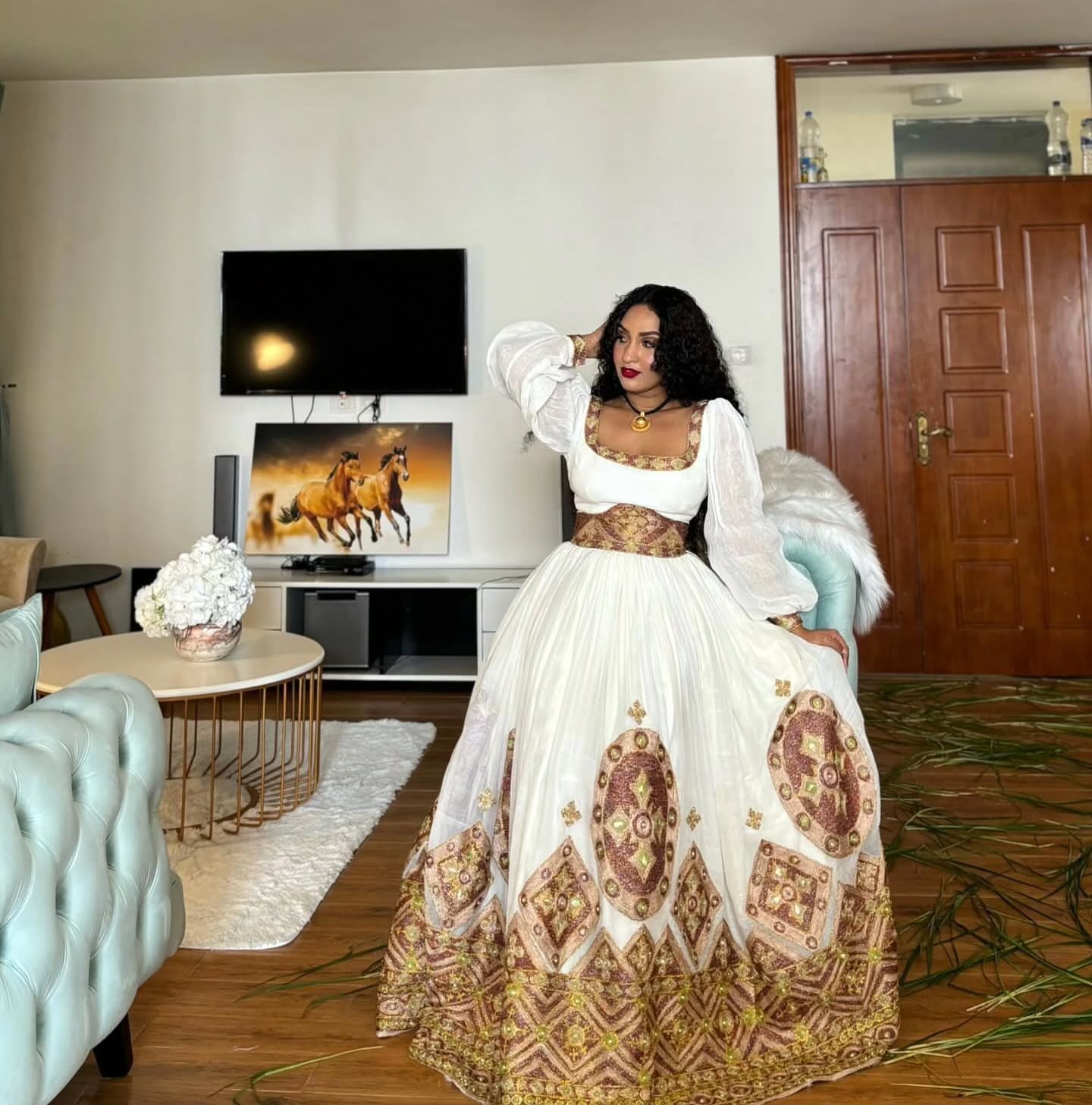 HANDCRAFTED HABESHA DRESS FOR CULTURAL CEREMONY AND ETHIOPIAN TRADITIONAL DRESS CELEBRATION