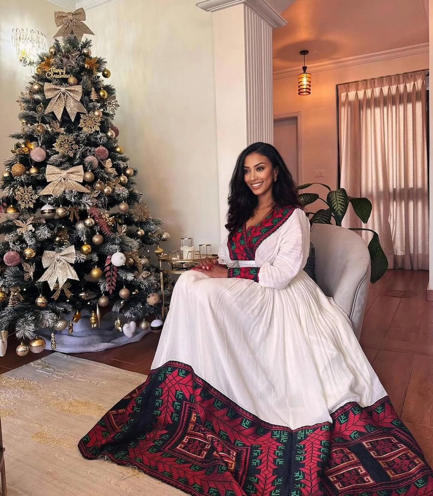 HALLELUYA MATCHING HABESHA COUPLE OUTFIT | RED WOMEN’S DRESS AND MEN’S TRADITIONAL SHIRT | ETHIOPIAN COUPLE FIT