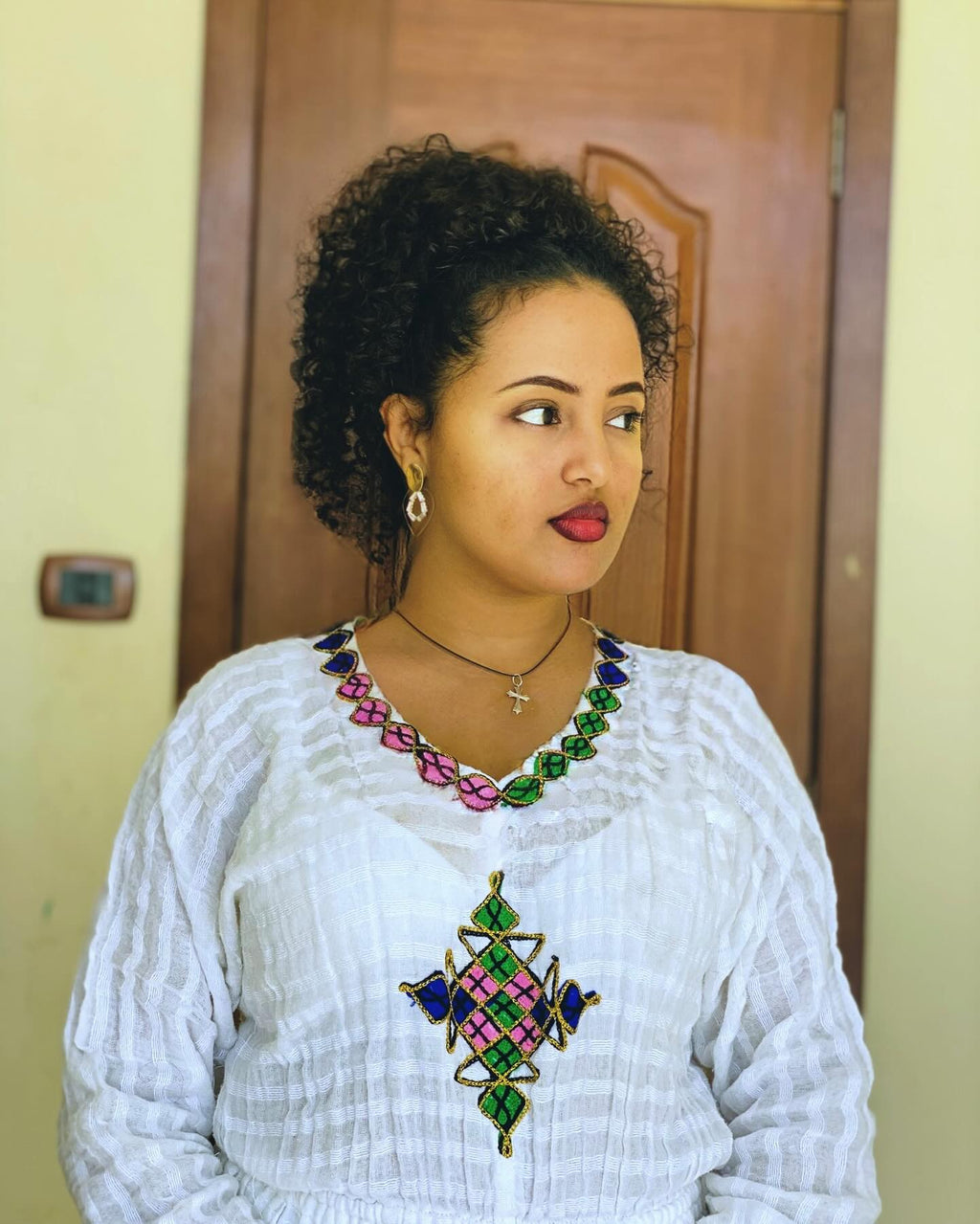 DINA CROSS EMBROIDERY HABESHA DRESS | ELEGANTLY DESIGNED HABESHA KEMIS | CLASSIC ETHIOPIAN DRESS