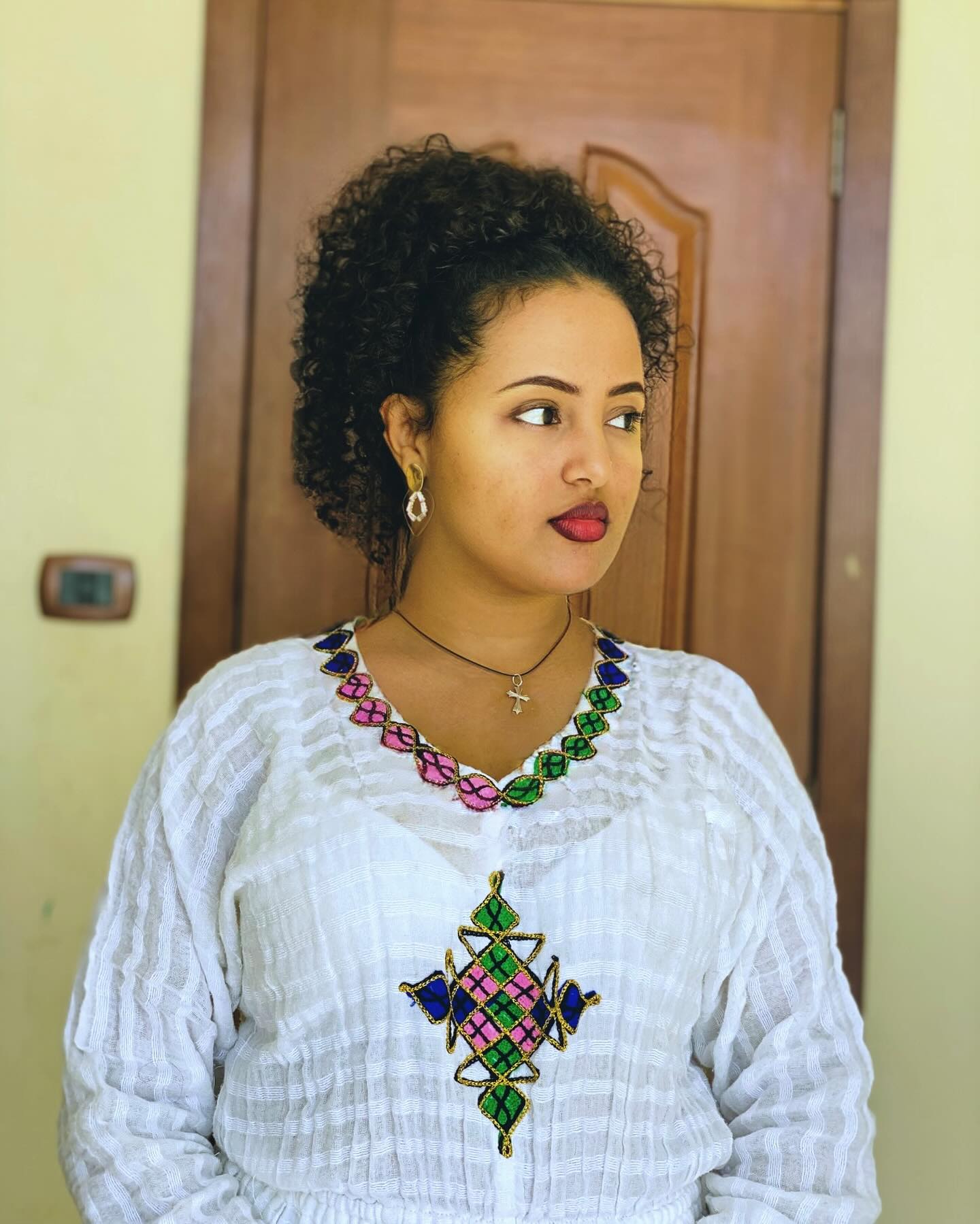 DINA CROSS EMBROIDERY HABESHA DRESS | ELEGANTLY DESIGNED HABESHA KEMIS | CLASSIC ETHIOPIAN DRESS