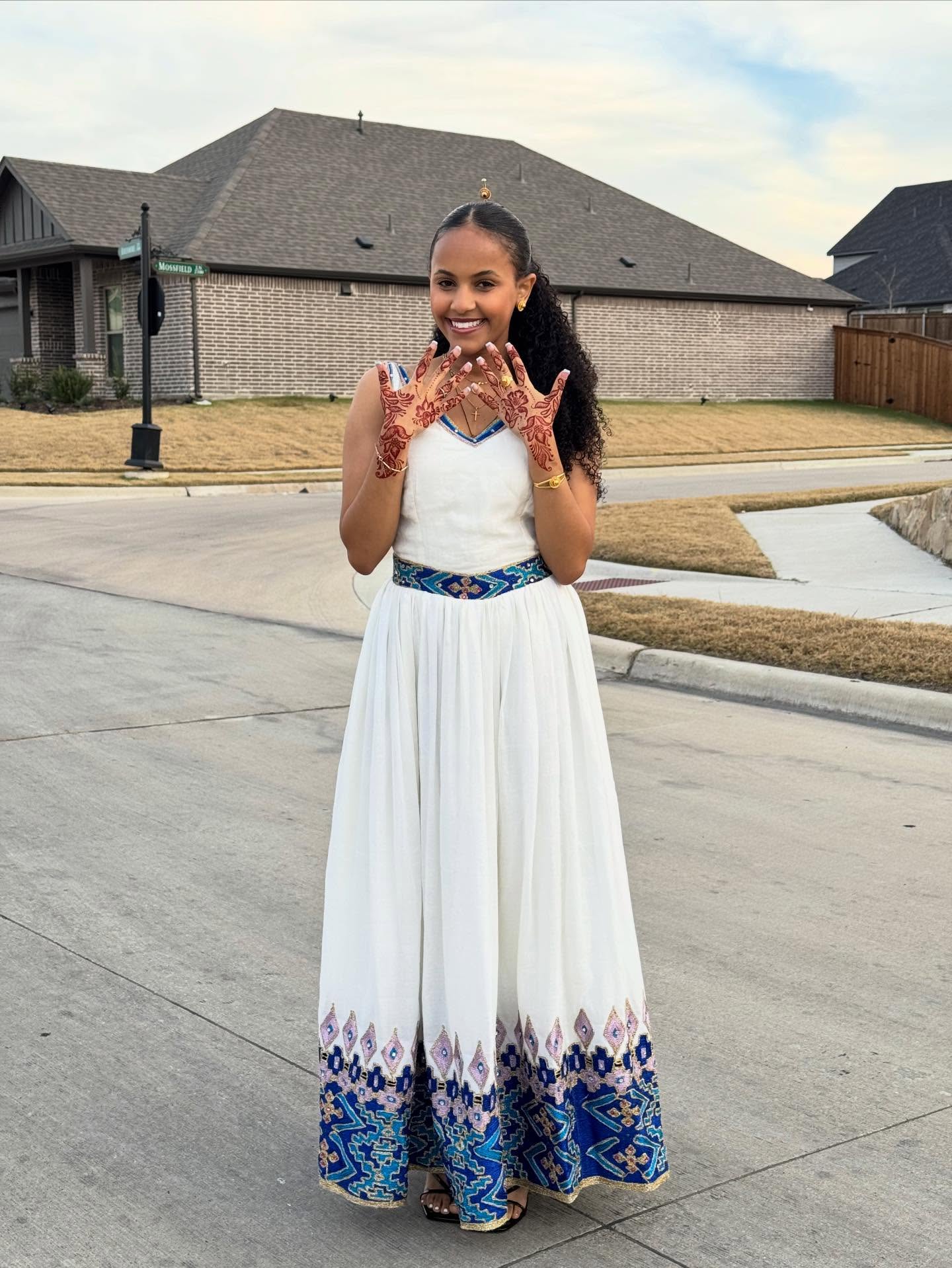 AKALE ETHIOPIAN CLOTHING COLLECTION | SLEEVELESS HABESHA DRESS | BLUE HABESHA KEMIS DESIGN