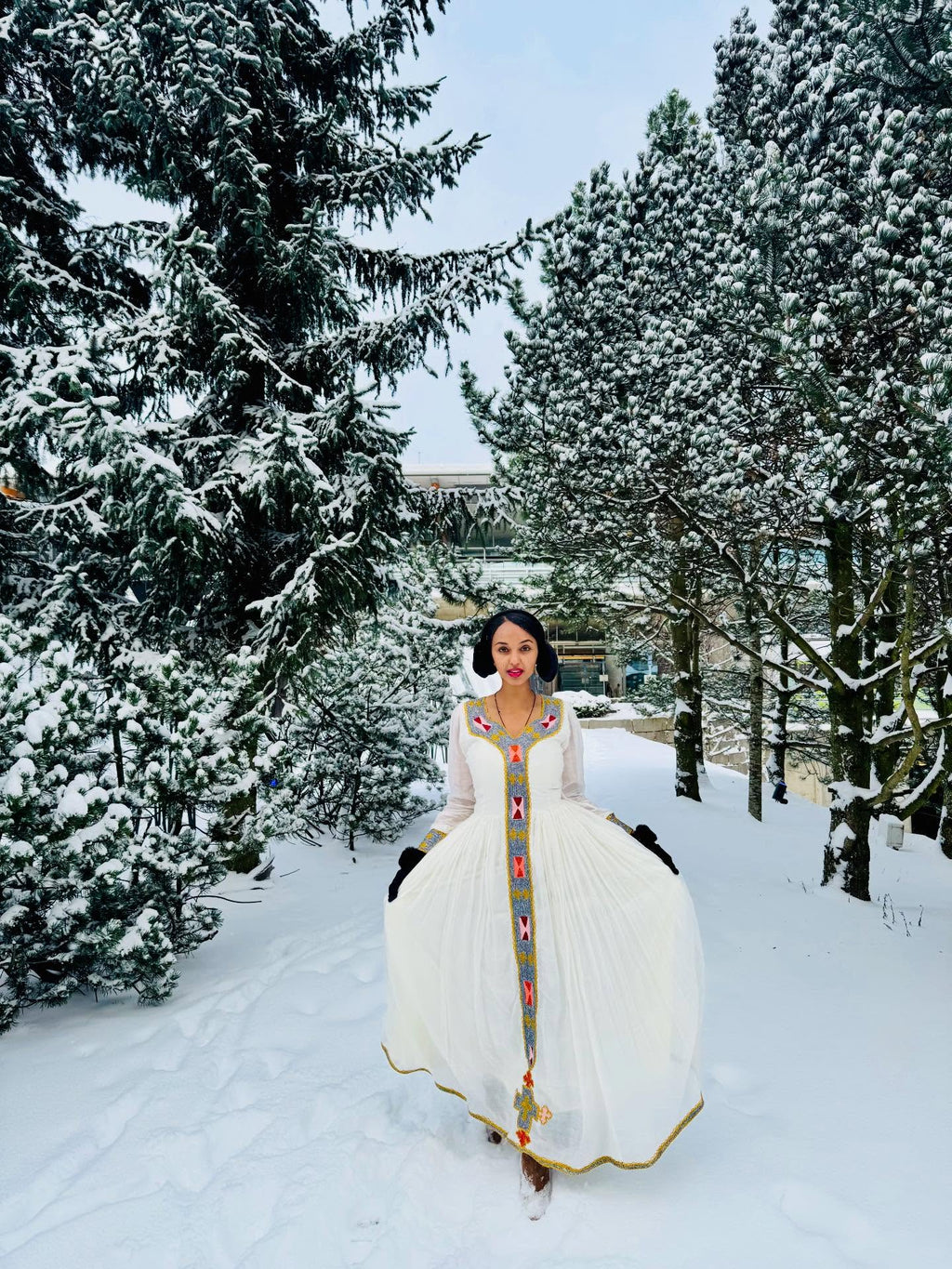 FIDEL HABESHA DRESS WITH LONG SLEEVE | MULTICOLOR EMBROIDERY HABESHA KEMIS | TRADITIONAL HABESHA DRESS