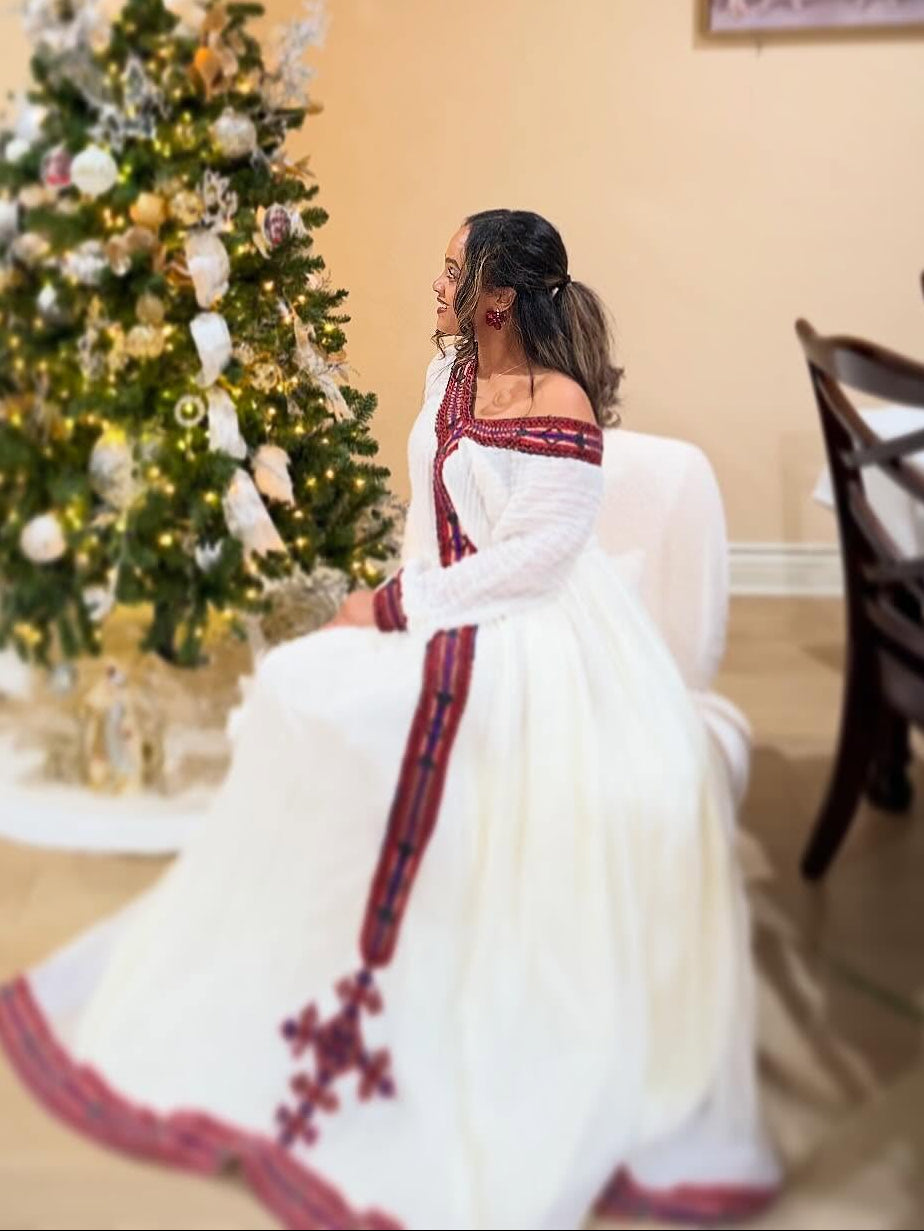 RITAYE ETHIOPIAN DRESS STYLE | BEAUTIFUL HABESHA KEMIS | LONG SLEEVE HABESHA DRESS DESIGN