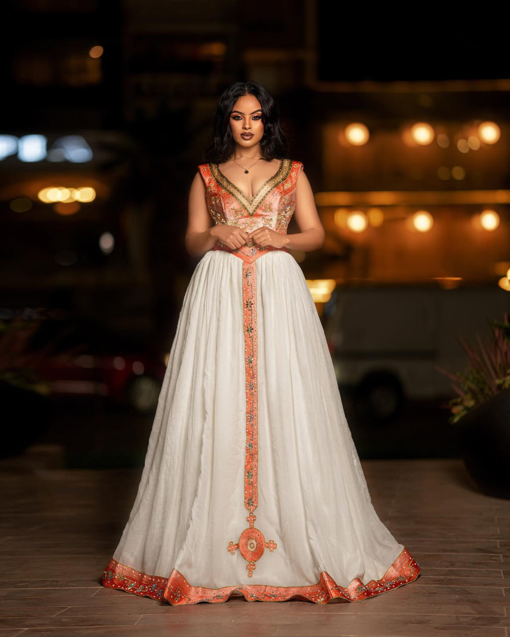 KURAT ORNATE DETAILING HABESHA KEMIS | ETHIOPIAN WEDDING DRESS | GRACEFUL HABESHA DRESS FOR WEDDING