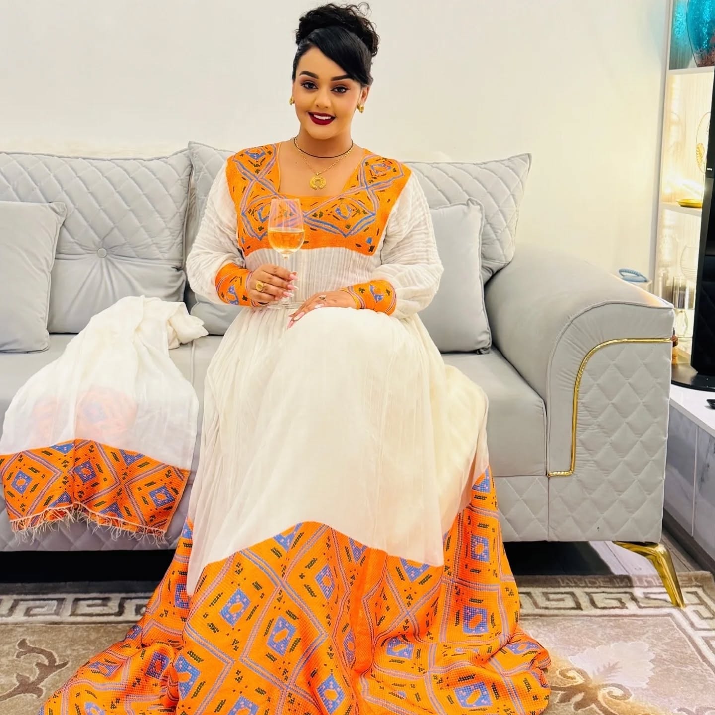 SANTA HABESHA KEMIS STYLE | TRADITIONAL HABESHA DRESS | HANDWOVEN HABESHA KEMIS