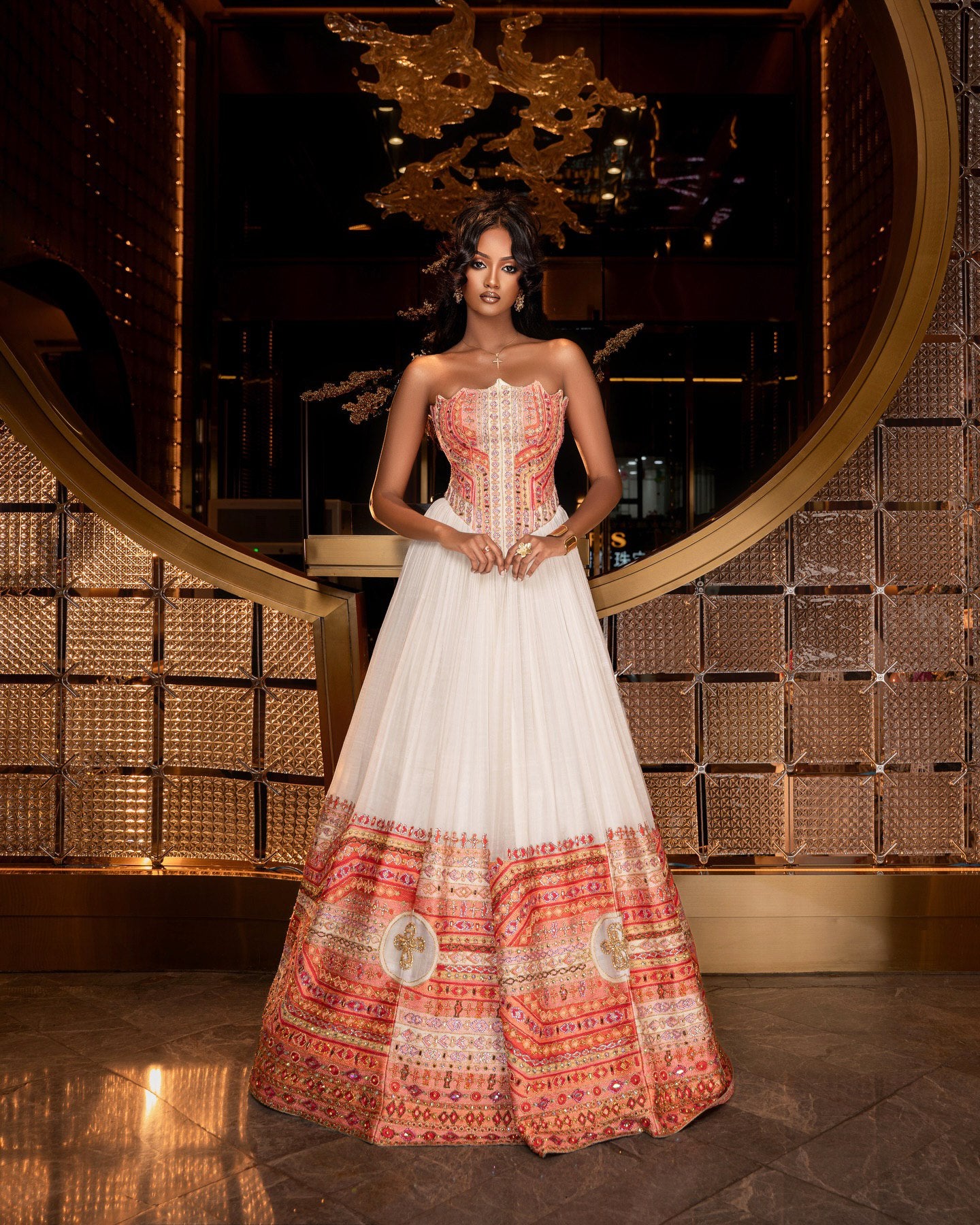 WEYNWA LUXURY STRAPLESS ETHIOPIAN WEDDING DRESS | INSPIRED BY HABESHA KEMIS | AUTHENTIC HABESHA KEMIS