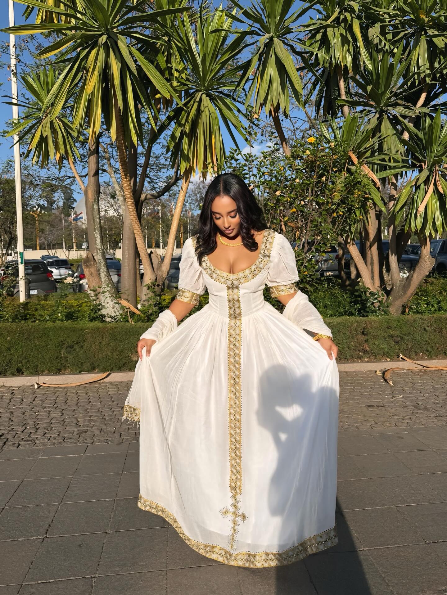 HIDASE LUXURIOUS HABESHA DRESS | ETHIOPIAN TRADITIONAL DRESS | PUFF SLEEVE HABESHA KEMIS DESIGN
