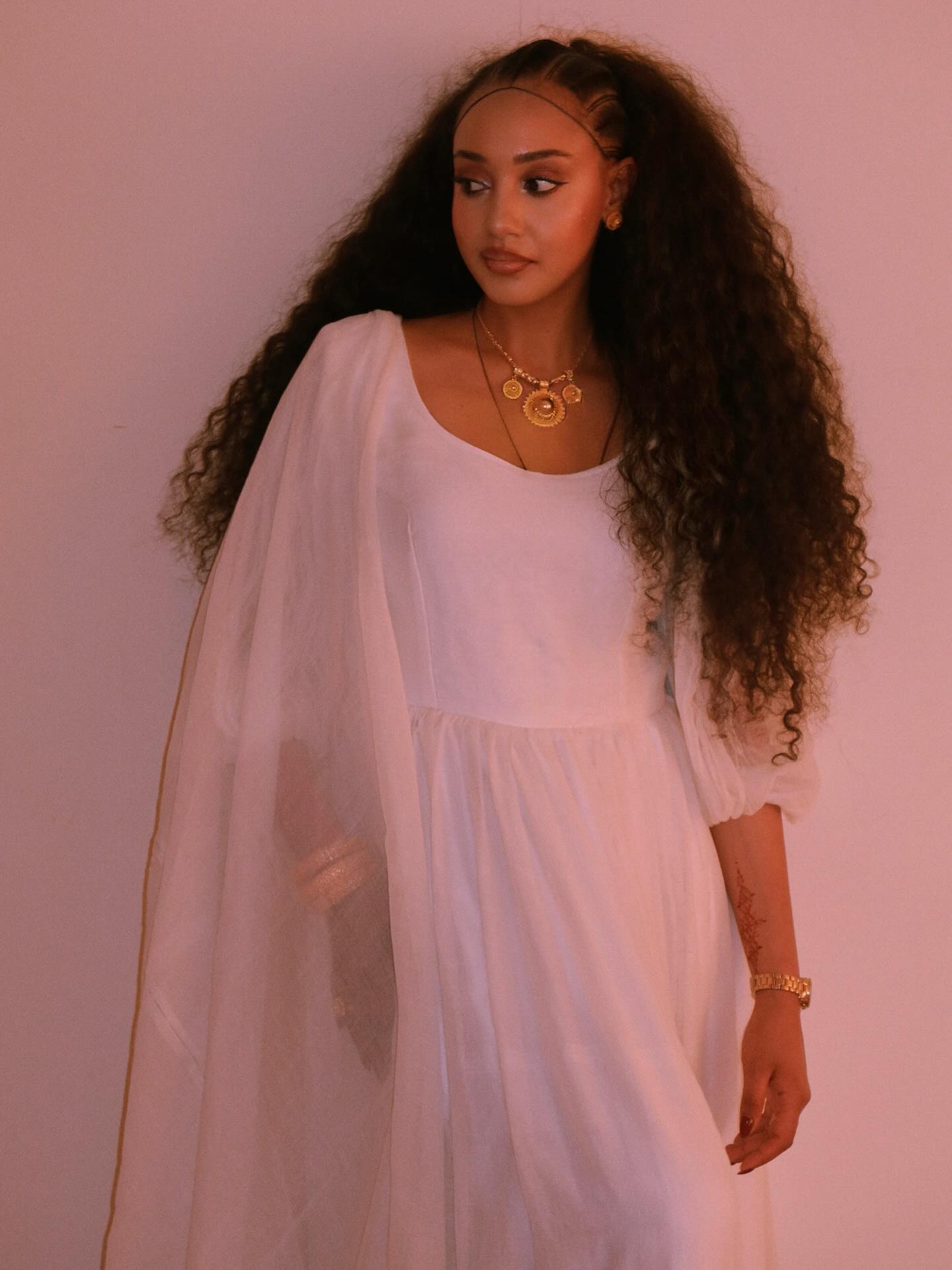 TRUFAT FLOWING LONG-SLEEVE HABESHA KEMIS | COLORFUL WOVEN HEM HABESHA DRESS | INSPIRED BY ETHIOPIAN CLOTHING