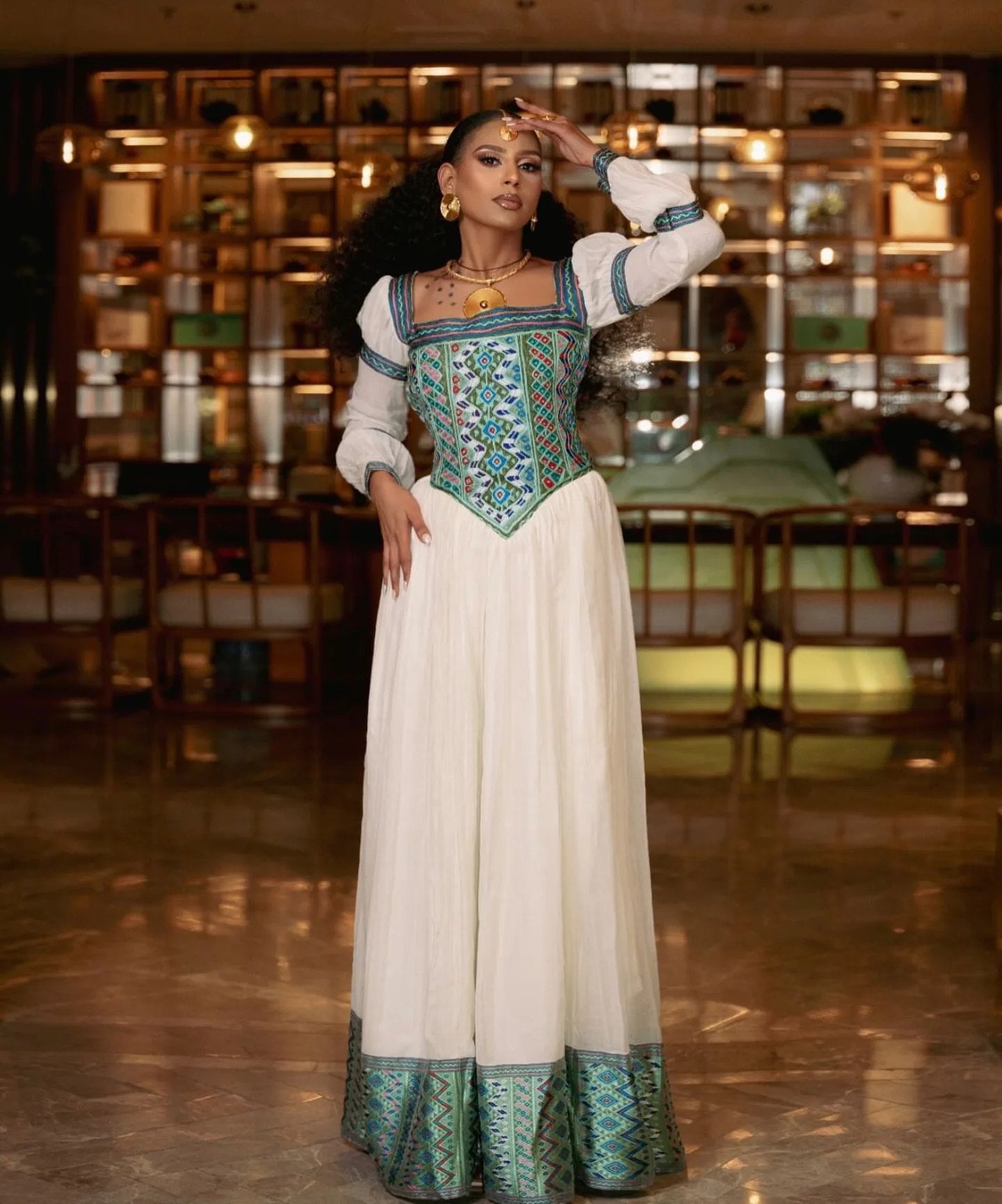 HANU LONG SLEEVE HABESHA KEMIS | ERITREAN DRESS AND TRADITIONAL ETHIOPIAN DRESS | AUTHENTIC HABESHA DRESS