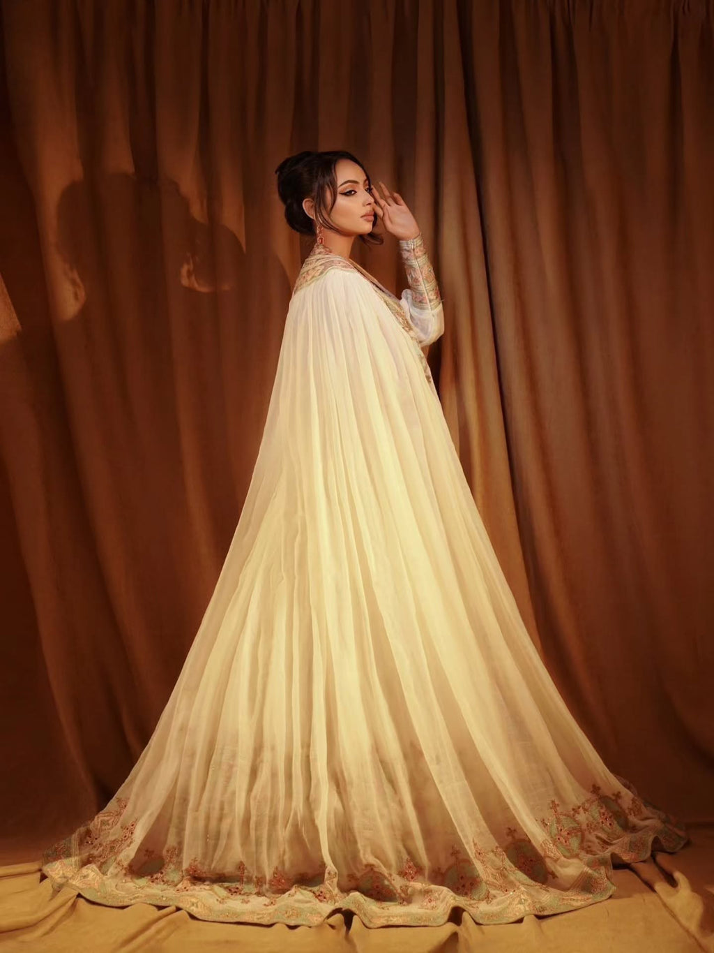 MARAMAWIT REGAL ETHIOPIAN WEDDING DRESS | GOLDEN EMBROIDERED HABESHA KEMIS | BEAUTIFUL HABESHA DRESS FOR WEDDING
