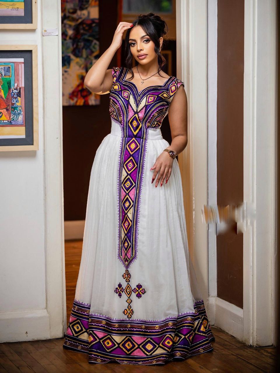HAREGEWEYN COLORFUL TRADITIONAL ETHIOPIAN WEDDING DRESS | HABESHA KEMIS STYLE | BRIDAL HABESHA DRESS
