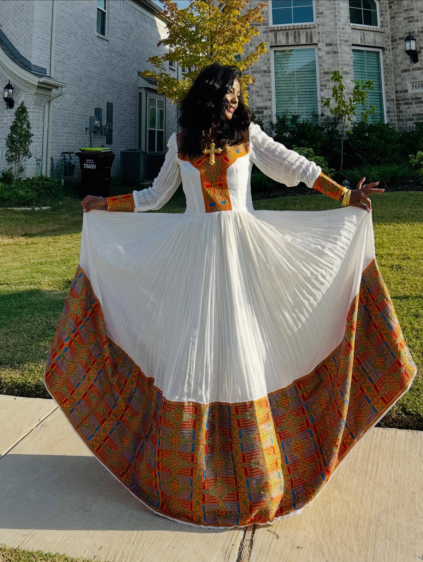 Traditional Ethiopian Dress | Habesha Clothing with Woven Hem