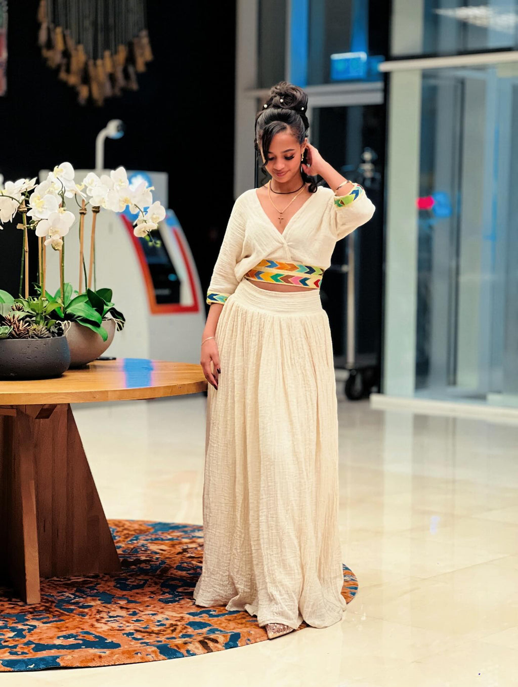 BITSAT VIBRANT EMBROIDERY ETHIOPIAN DRESS | HABESHA KEMIS FOR FESTIVE | HANDWOVEN HABESHA DRESS