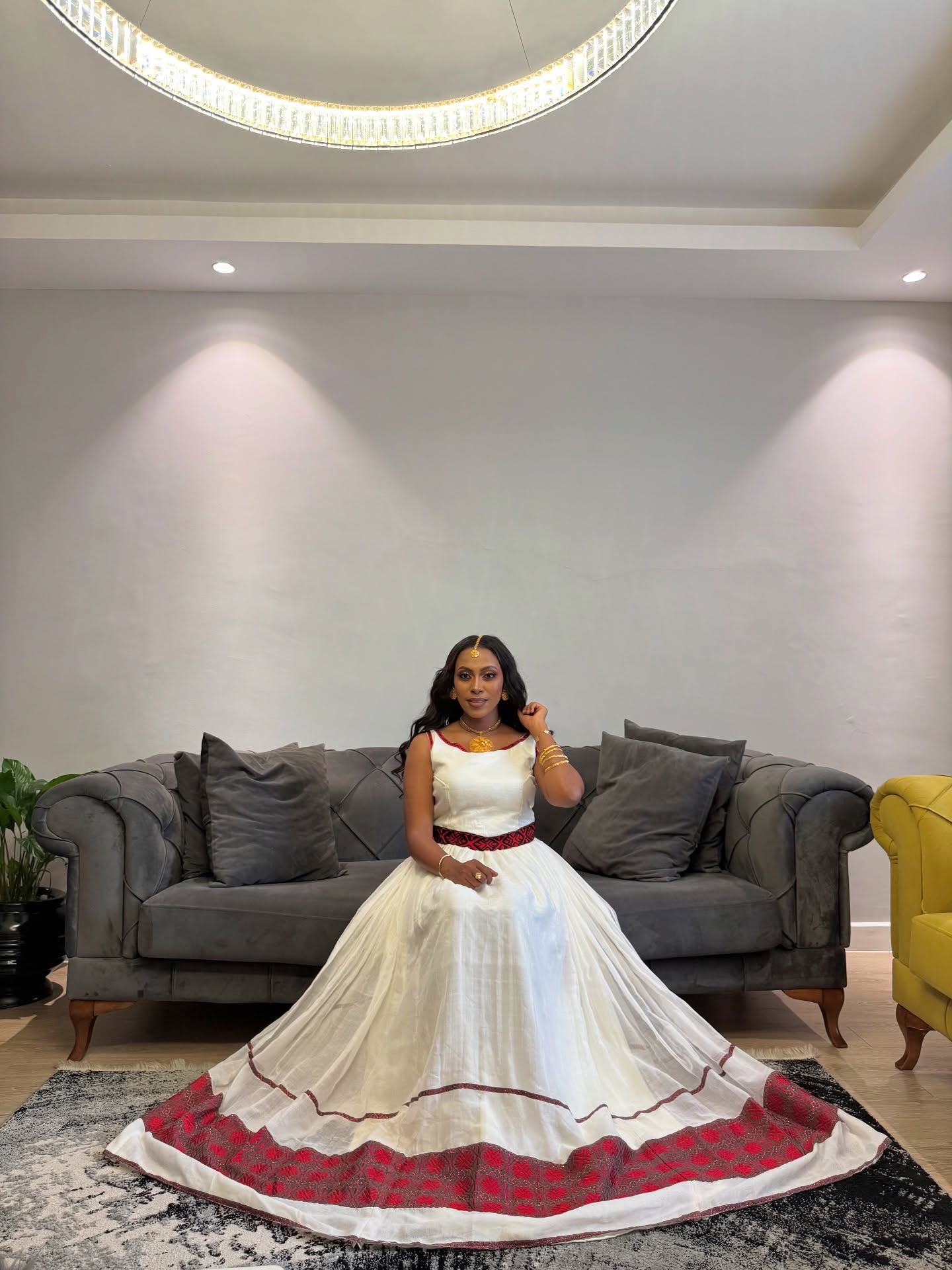 ERITREAN DRESS RED PATTERN HABESHA KEMIS – ELEGANT TRADITIONAL ETHIOPIAN CLOTHING