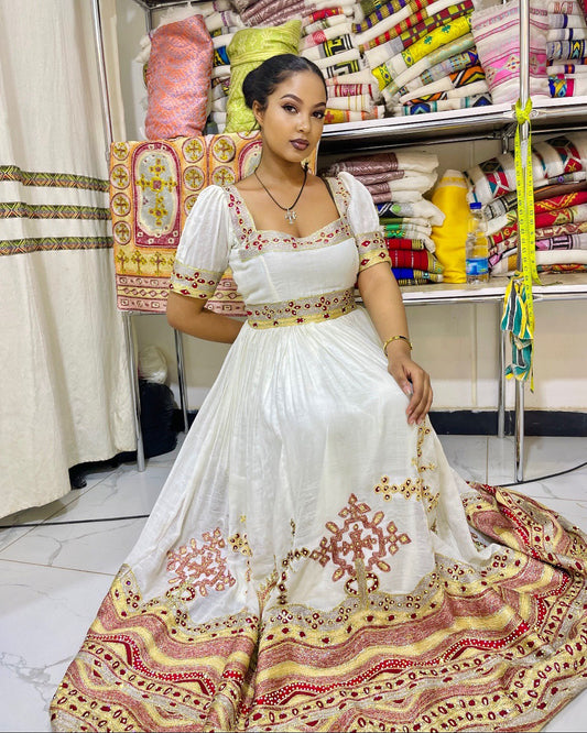 CROSS PATTERN HABESHA KEMIS | ETHIOPIAN TRADITIONAL DRESS & HABESHA DRESS