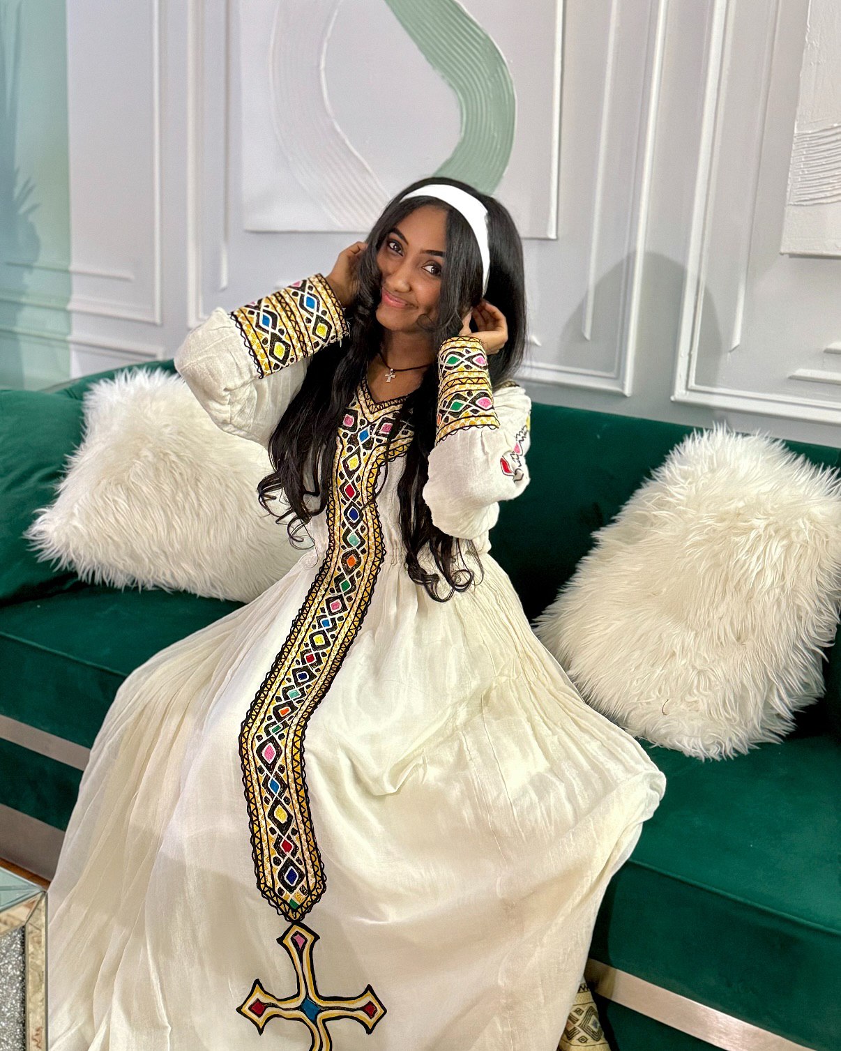 ETSEHIWET LONG SLEEVE HABESHA DRESS | GRACEFUL HABESHA DRESS | TRADITIONAL ETHIOPIAN DRESS & HABESHA CLOTH