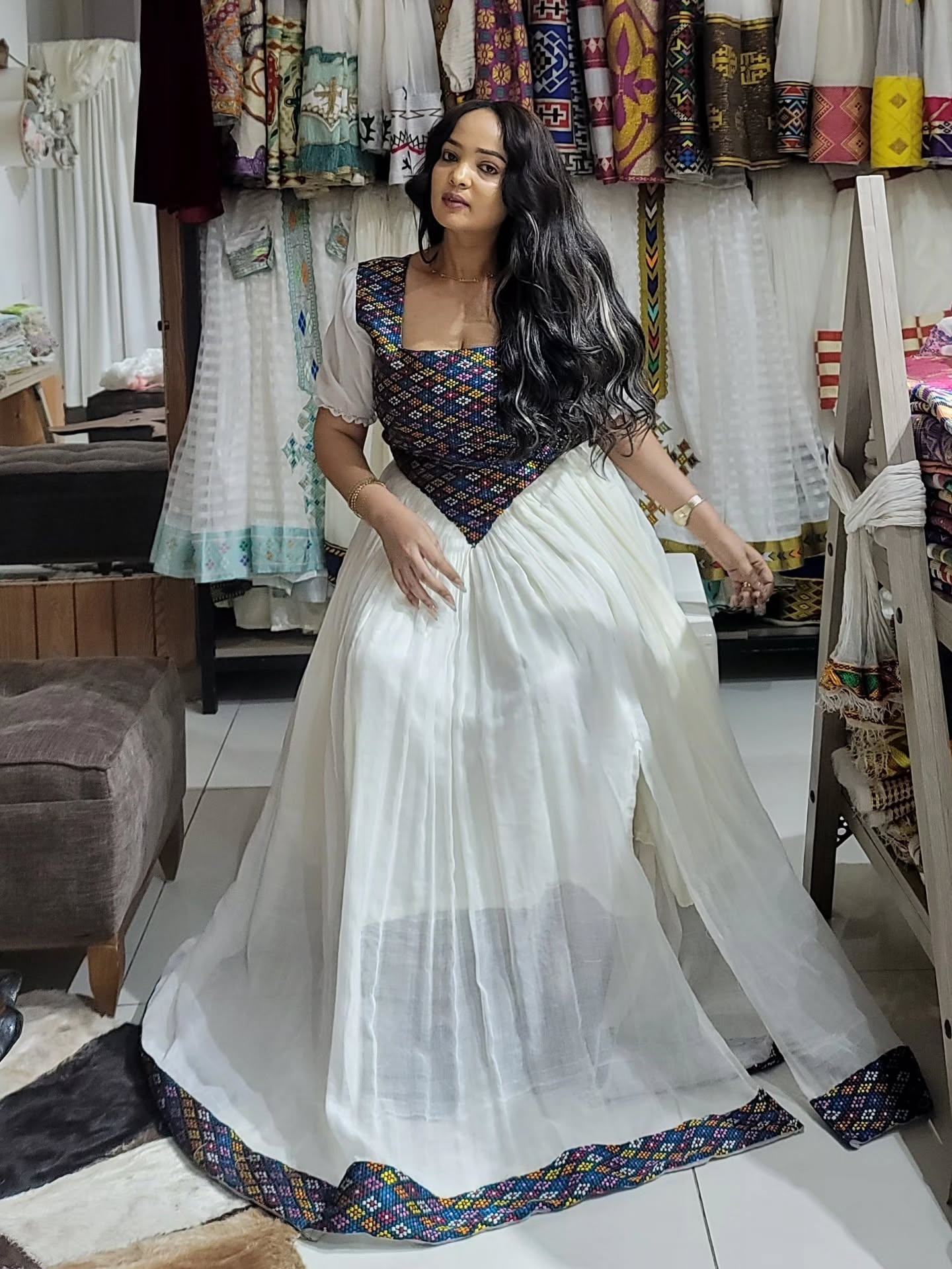 EJIGAYEW TRADITIONAL ETHIOPIAN DRESS | HABESHA DRESS & ETHIOPIAN TRADITIONAL CLOTHING | SHORT SLEEVE HABESHA KEMIS