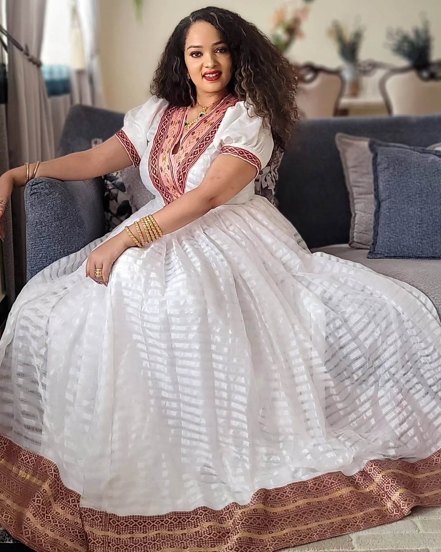 NANI VIBRANT HABESHA KEMIS | TRADITIONAL ETHIOPIAN DRESS | HABESHA DRESS INSPIRED BY HABESHA CLOTH