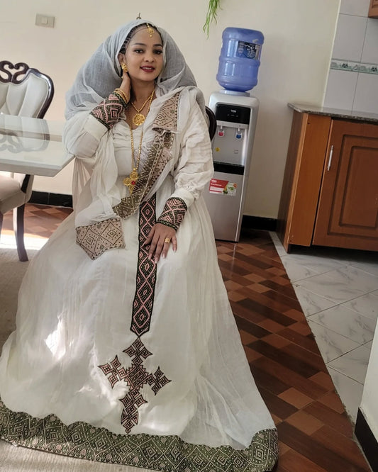 ROYAL HABESHA DRESS – SHOP ELEGANT HABESHA KEMIS ONLINE IN ETHIOPIAN CLOTHING STYLE