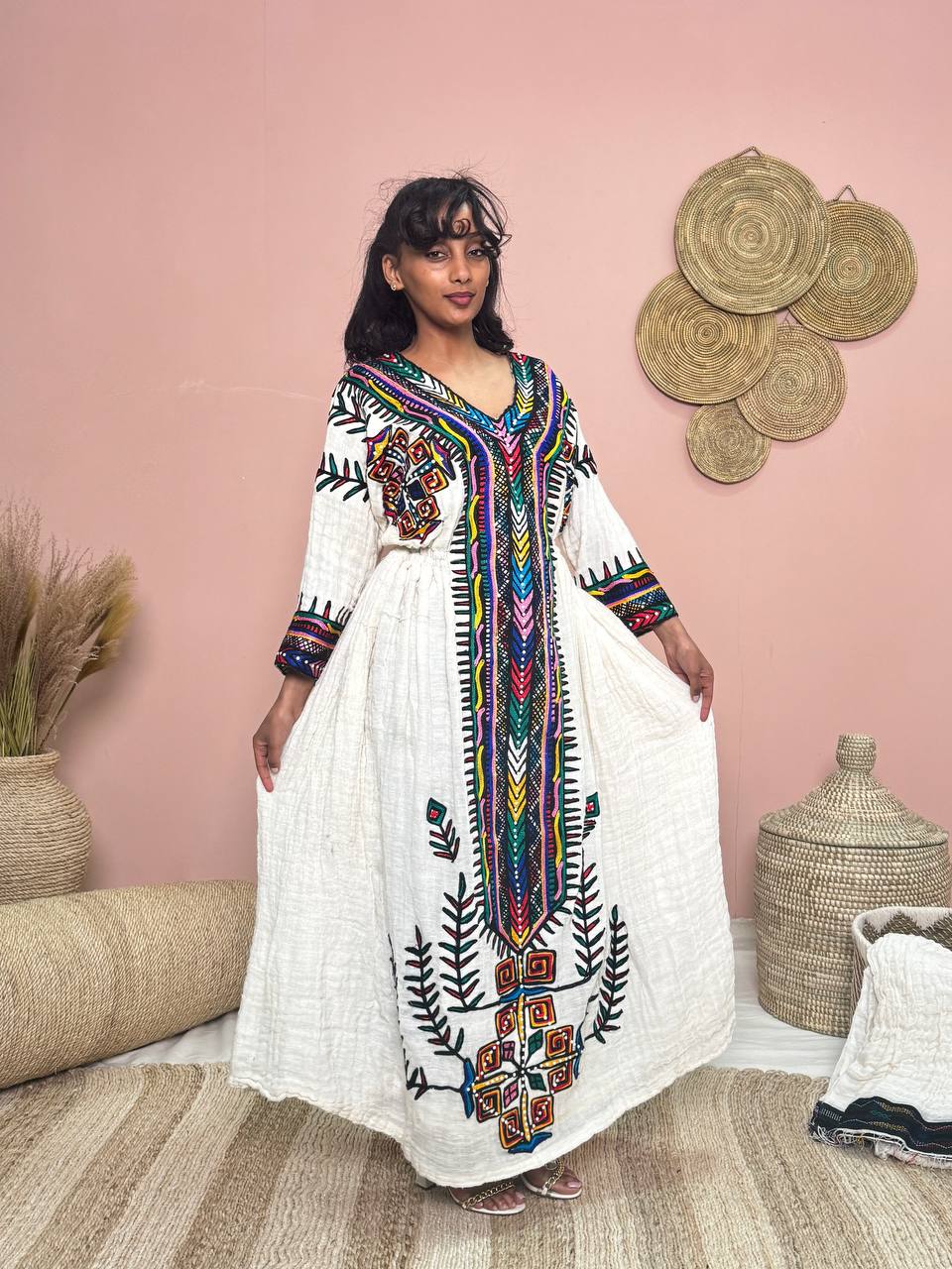 TAYECH HABESHA DRESS | TRADITIONAL ETHIOPIAN DRESS IN BEAUTIFUL DESIGN | MULTICOLOR HABESHA KEMIS