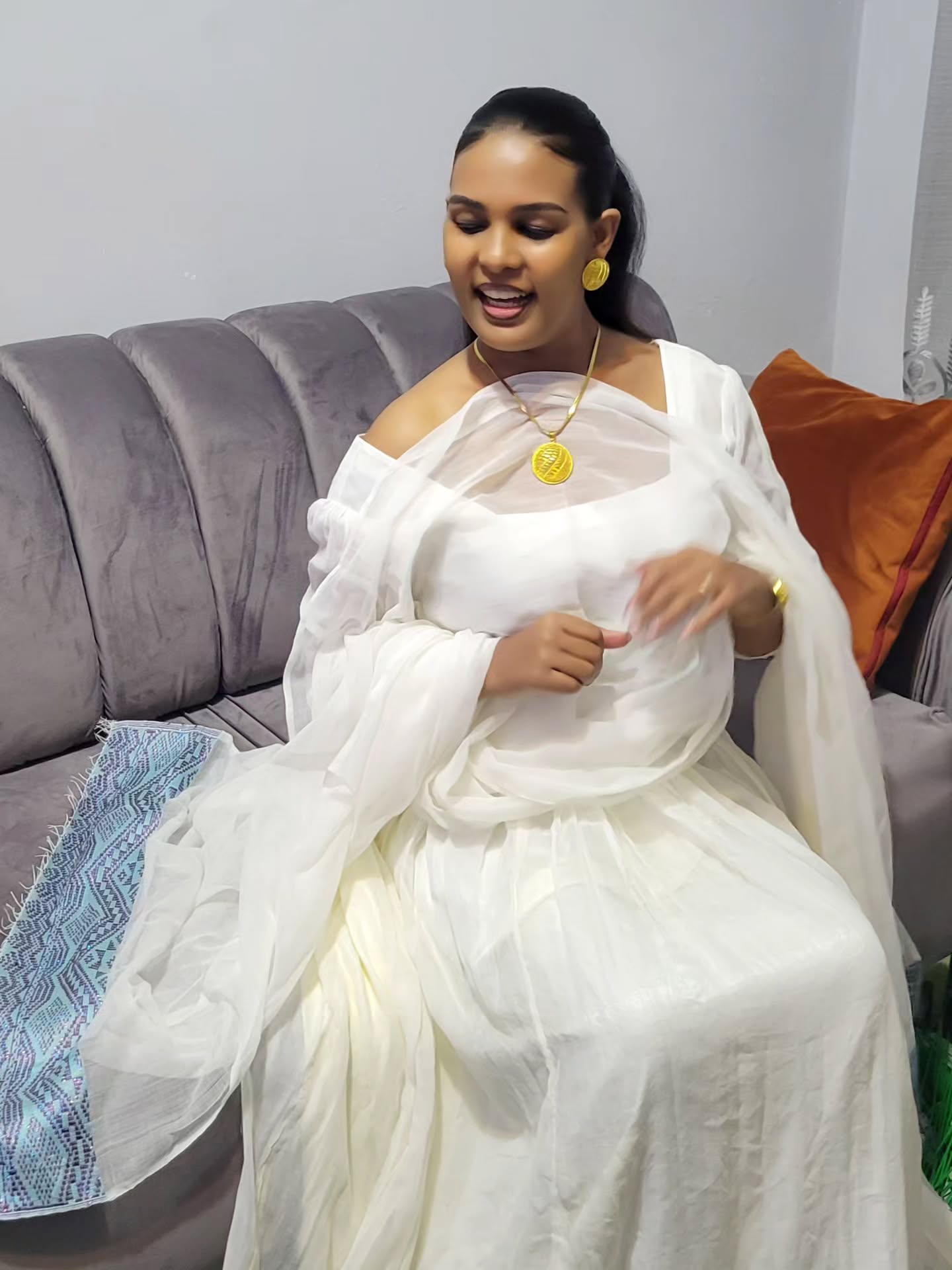 MARSEMA ETHIOPIAN TRADITIONAL DRESS | STYLISH HABESHA KEMIS | BLUE WOVEN HABESHA DRESS